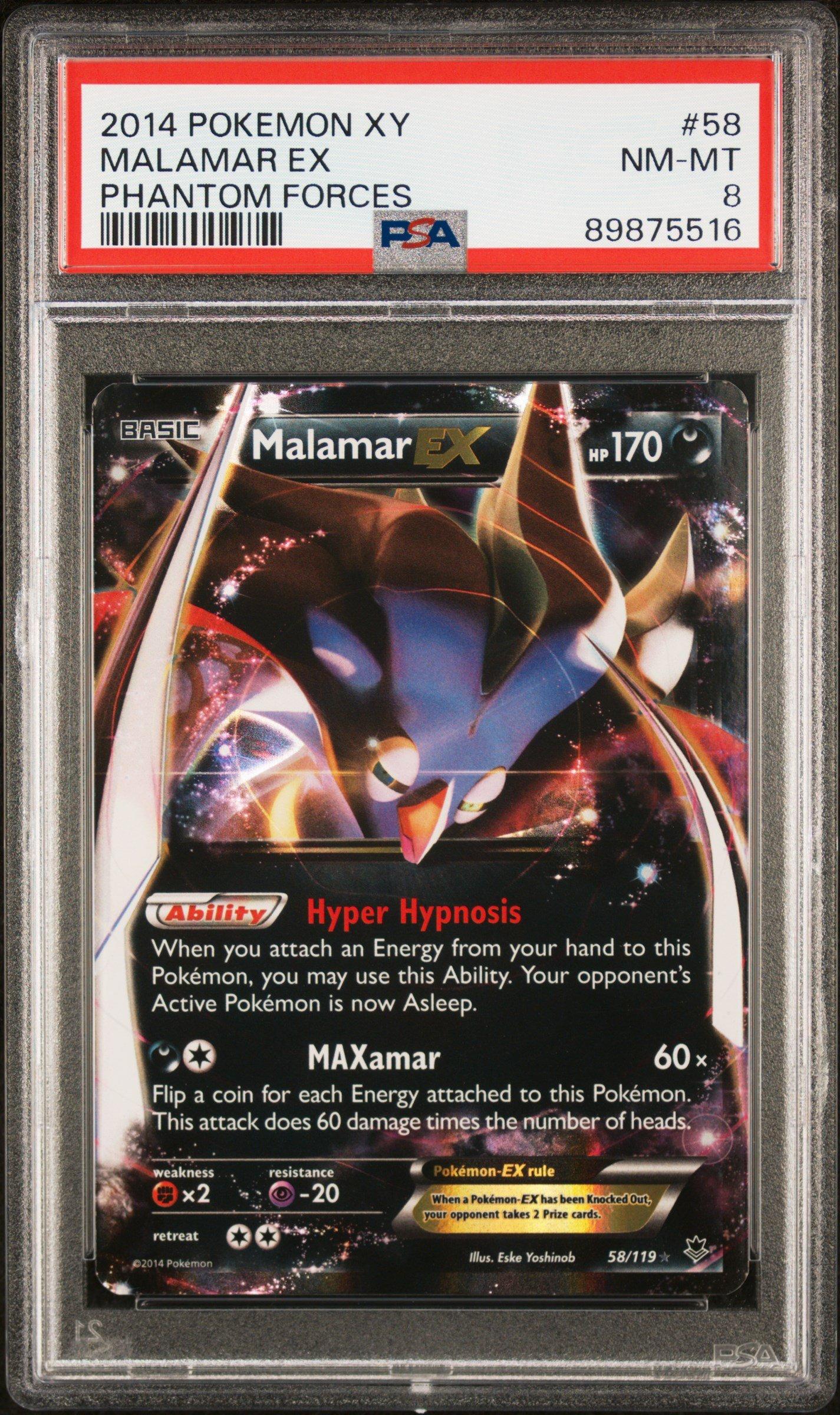 2014 Pokemon Xy Phantom Forces 58 Malamar Ex PSA 8