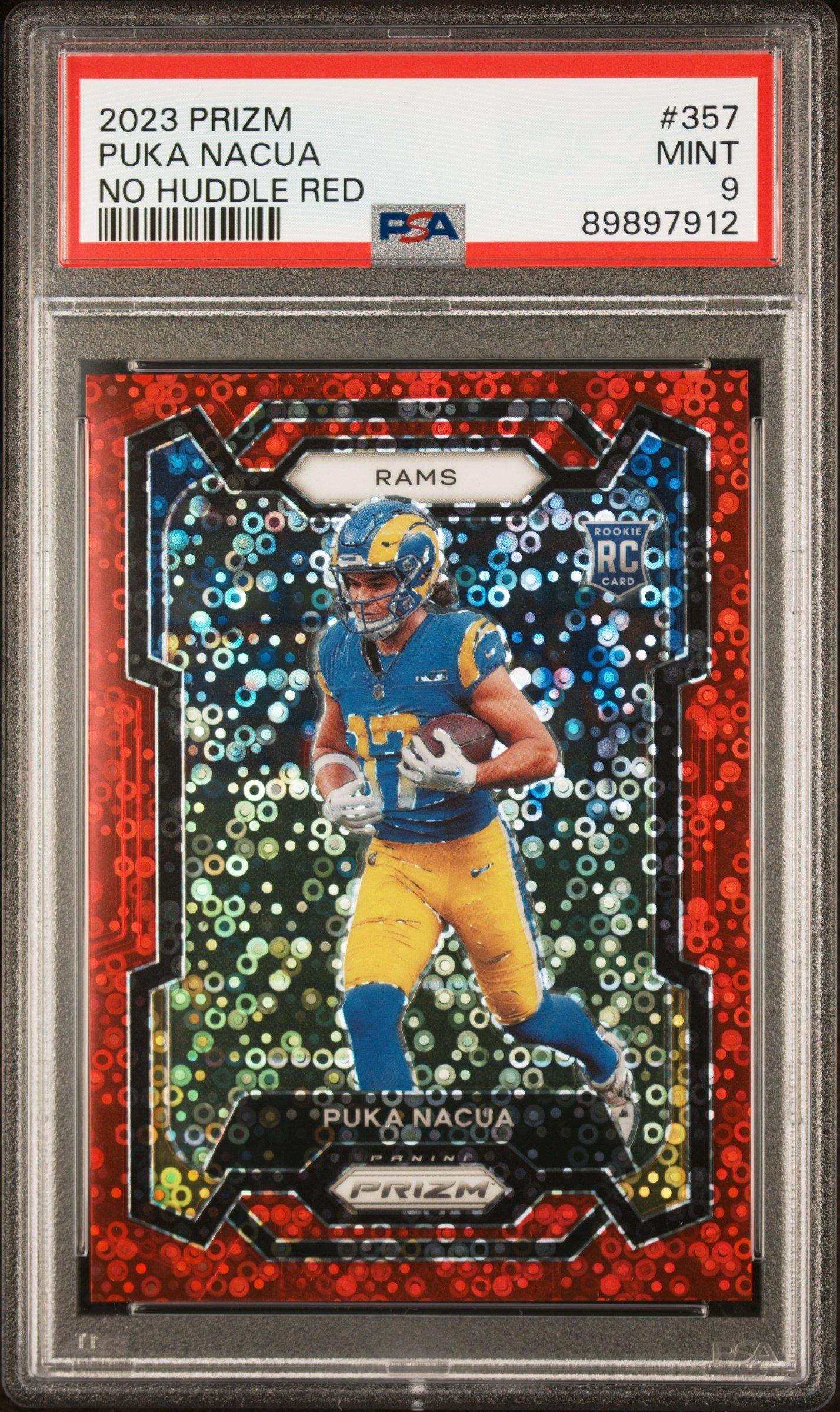 2023 Panini Prizm 357 Puka Nacua No Huddle Red PSA 9 Graded Card