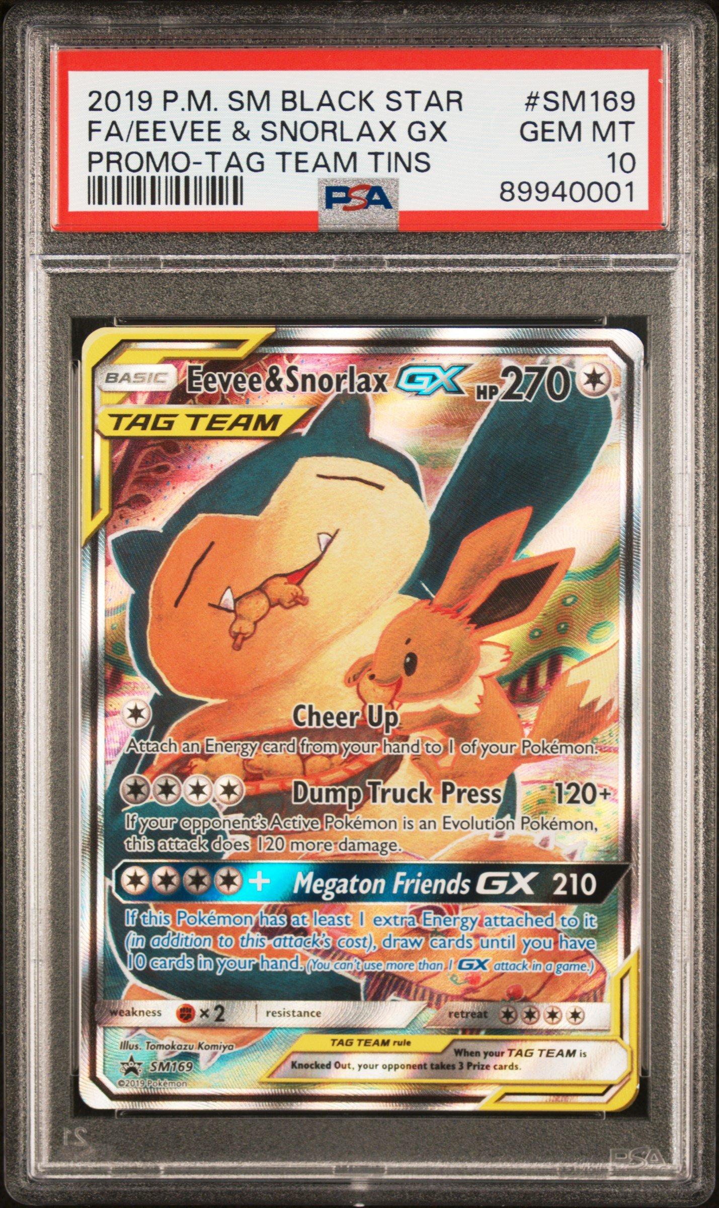 2019 Pokemon Sm Black Star Promo Sm169 Full Art/eevee & Snorlax Gx