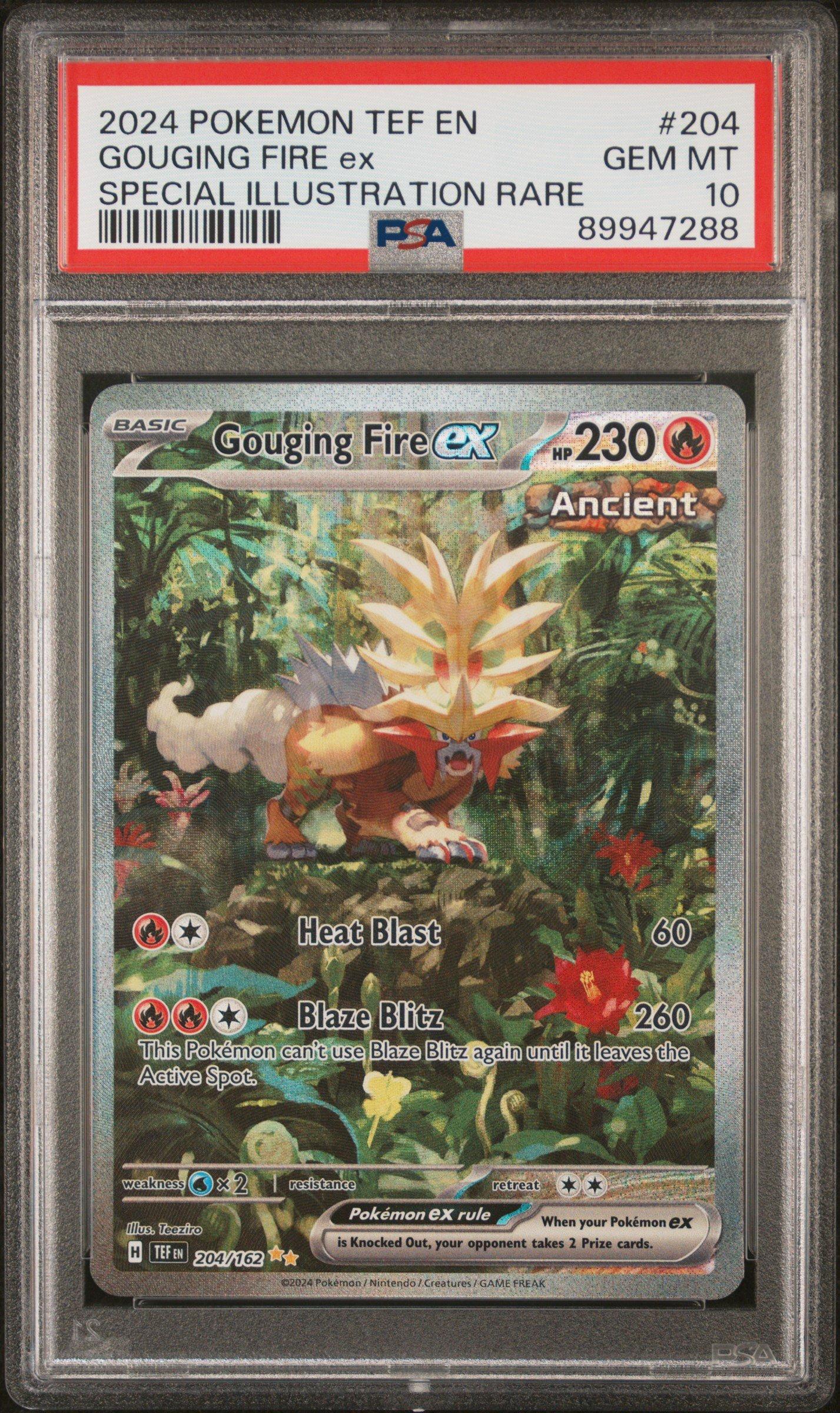 2024 Pokemon Tef En-temporal Forces 204 Gouging Fire Ex PSA 10