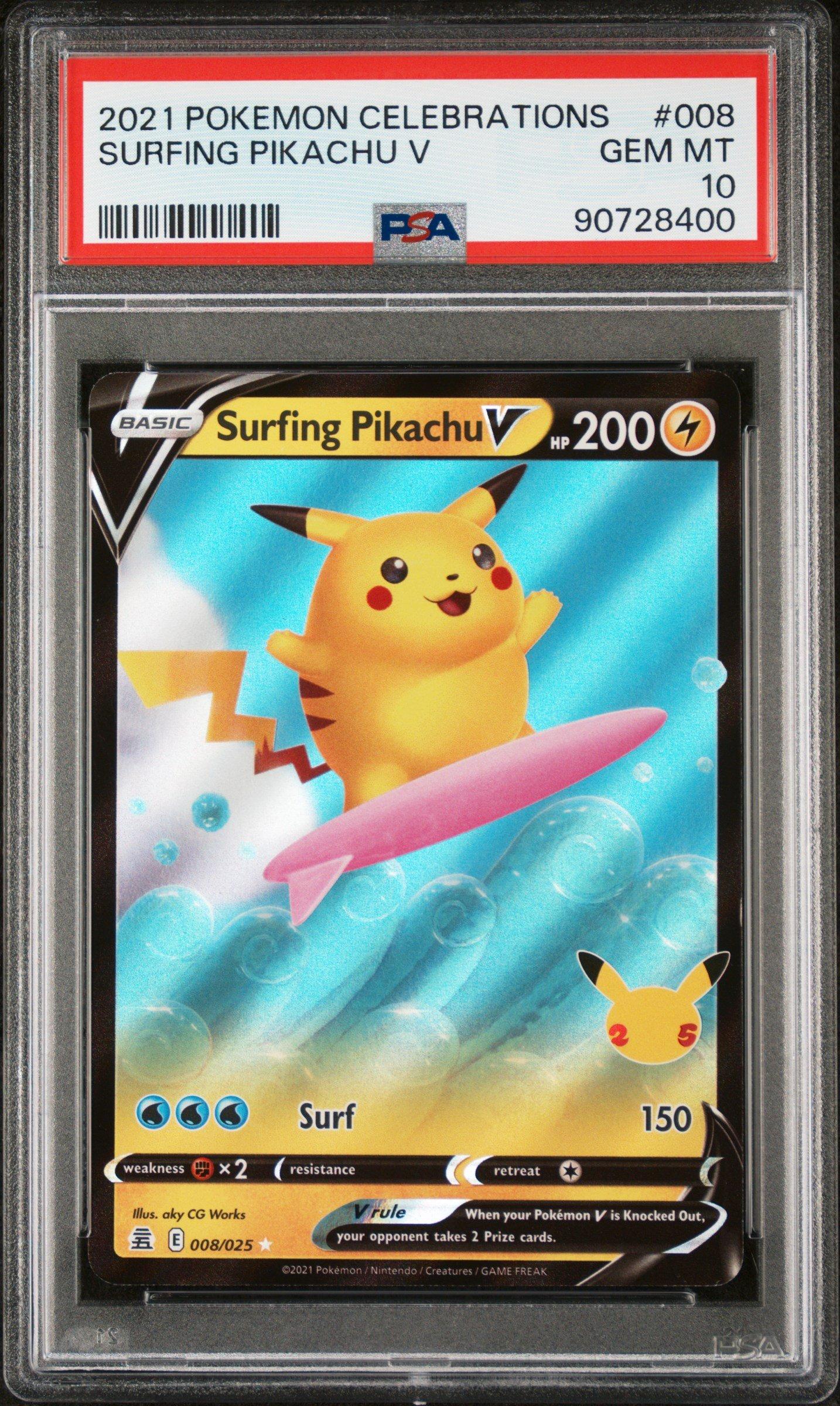 2021 Pokemon Celebrations 008 Surfing Pikachu V PSA 10