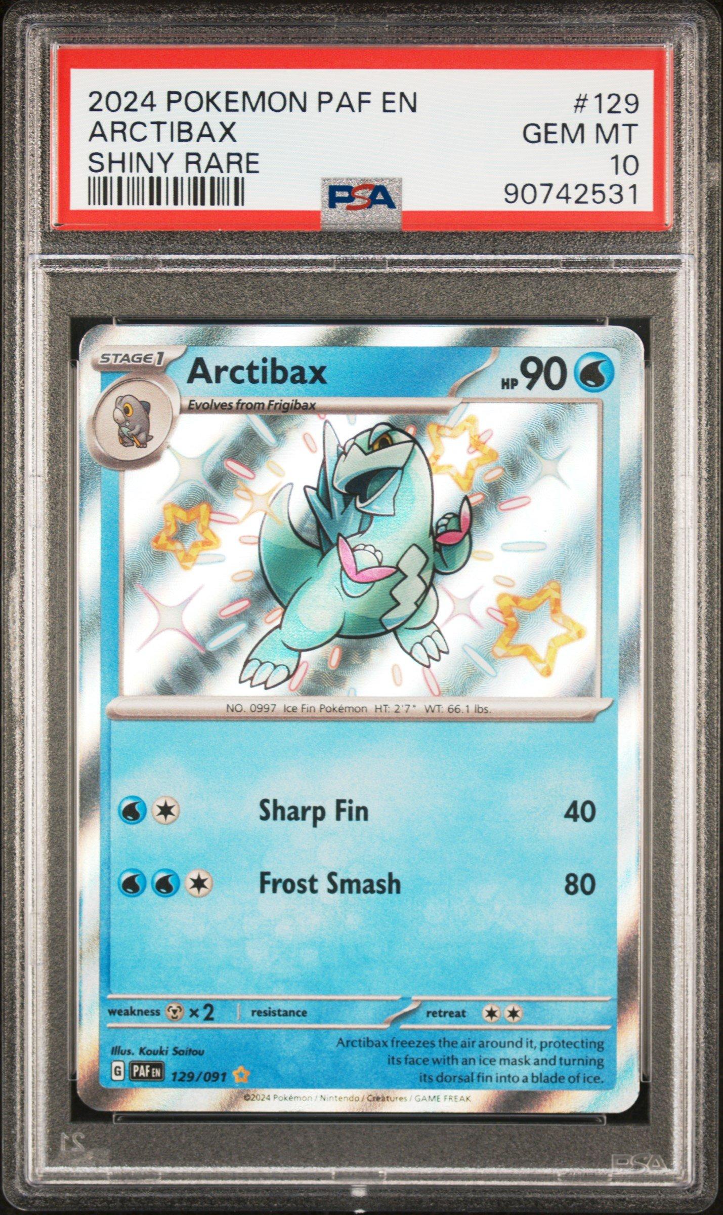 2024 Pokemon Paf En-paldean Fates 129 Arctibax Shiny Rare PSA 10