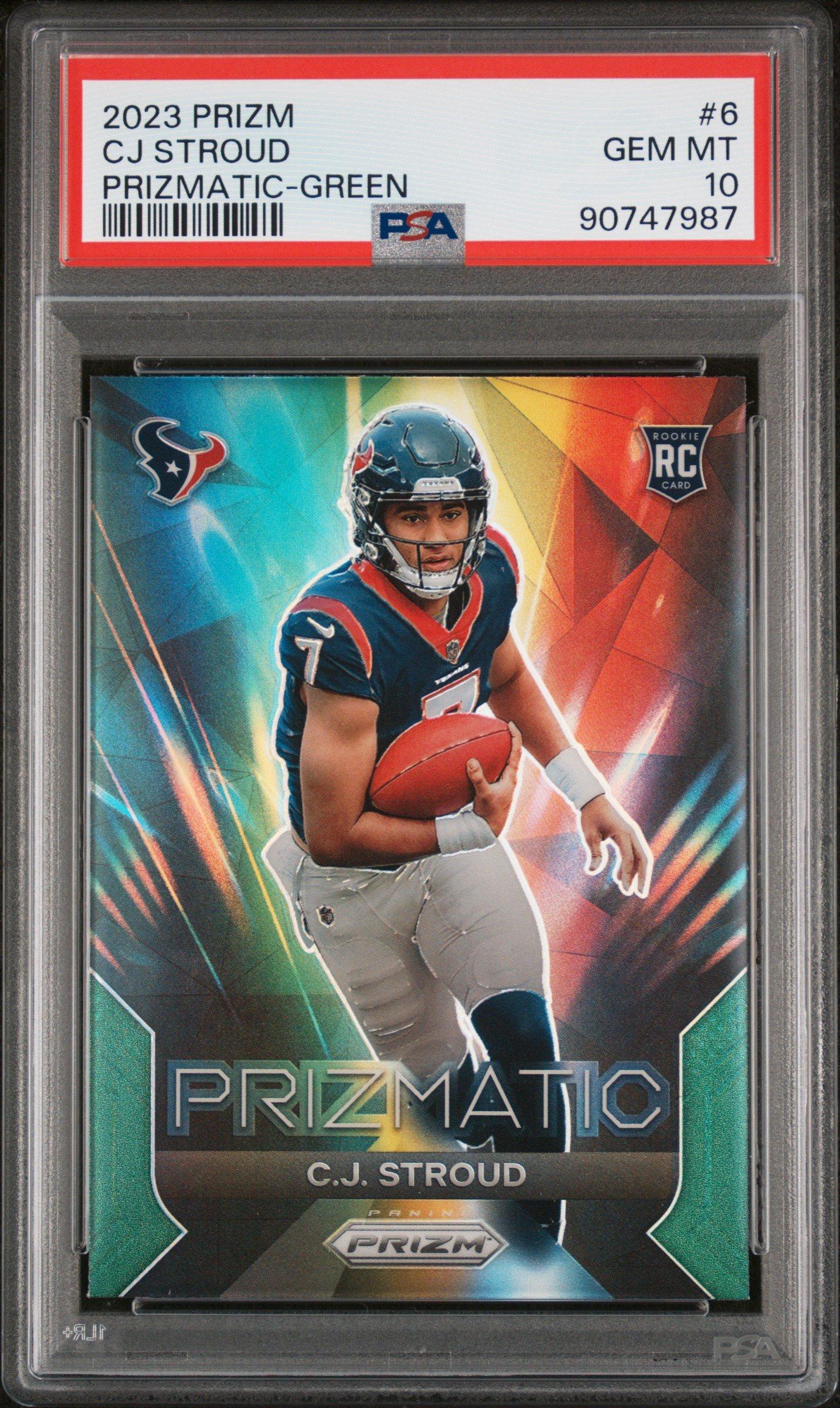 2023 Panini Prizm Prizmatic 6 Cj Stroud Green Prizm PSA 10