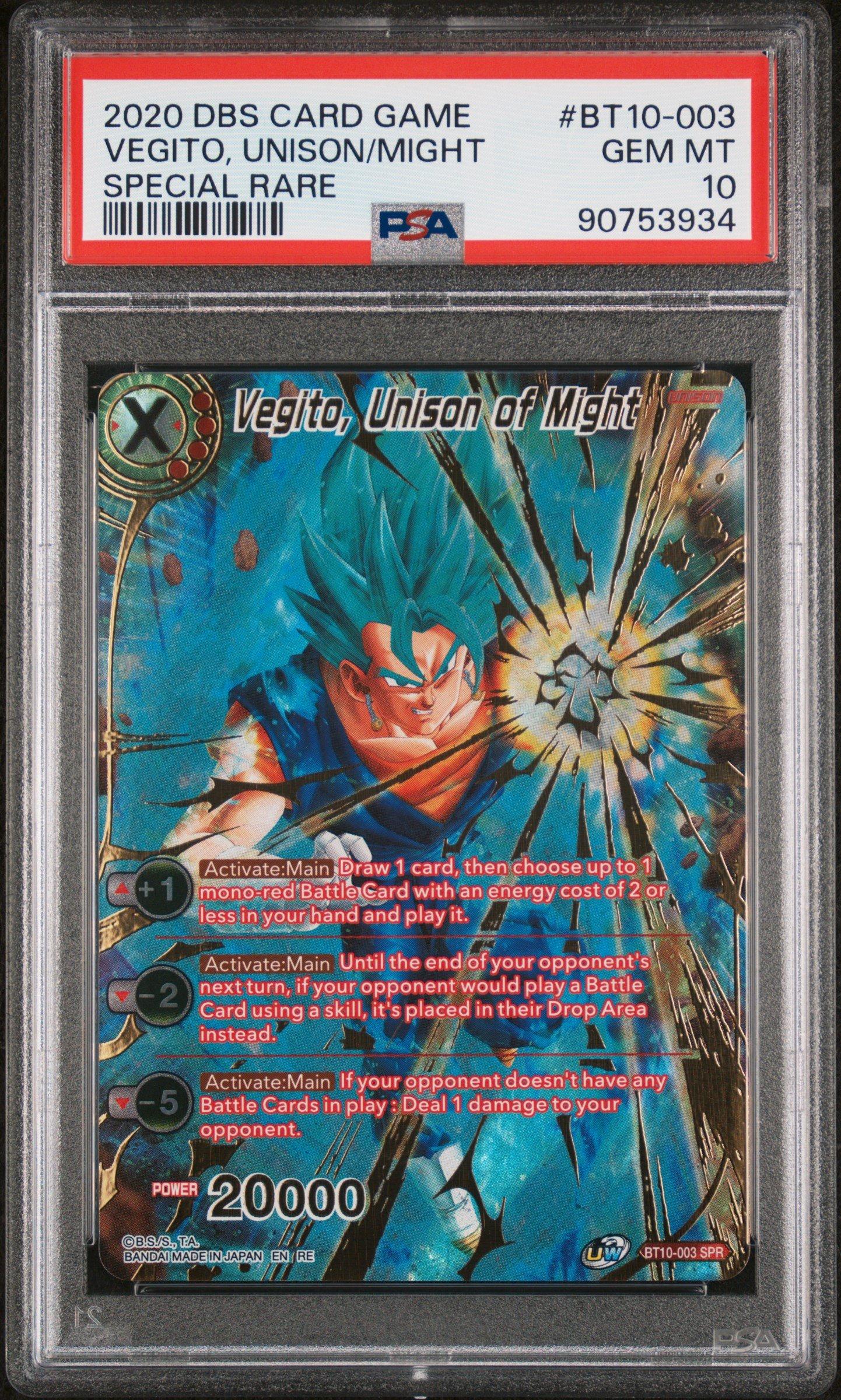 2020 Dragon Ball Super Card Game Series 10 Rise Of The Unison Warrior  Bt10-003 Vegito, Unison Of Might Special Rare PSA 10 Graded Card | GameStop