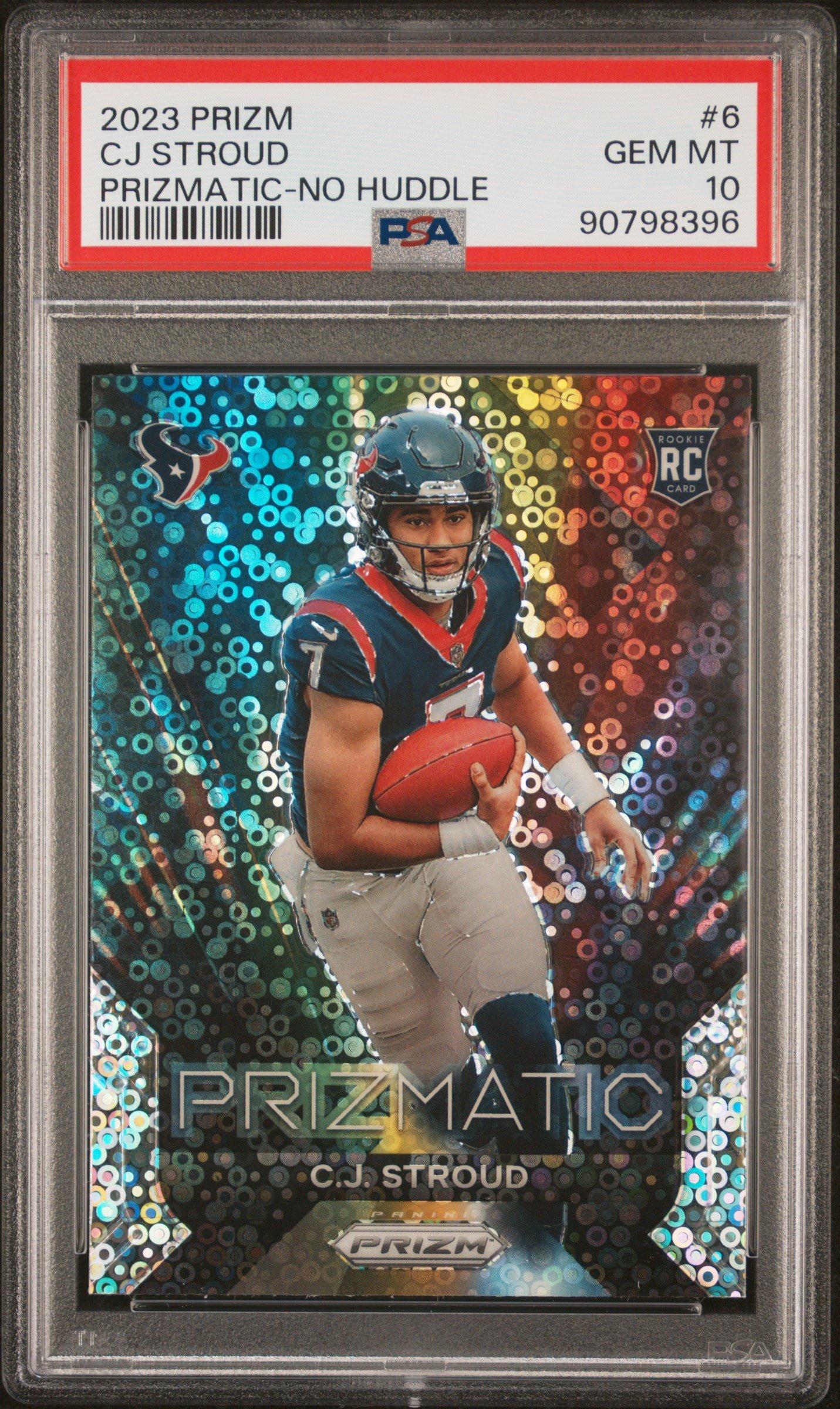2023 Panini Prizm Prizmatic 6 Cj Stroud No Huddle PSA 10