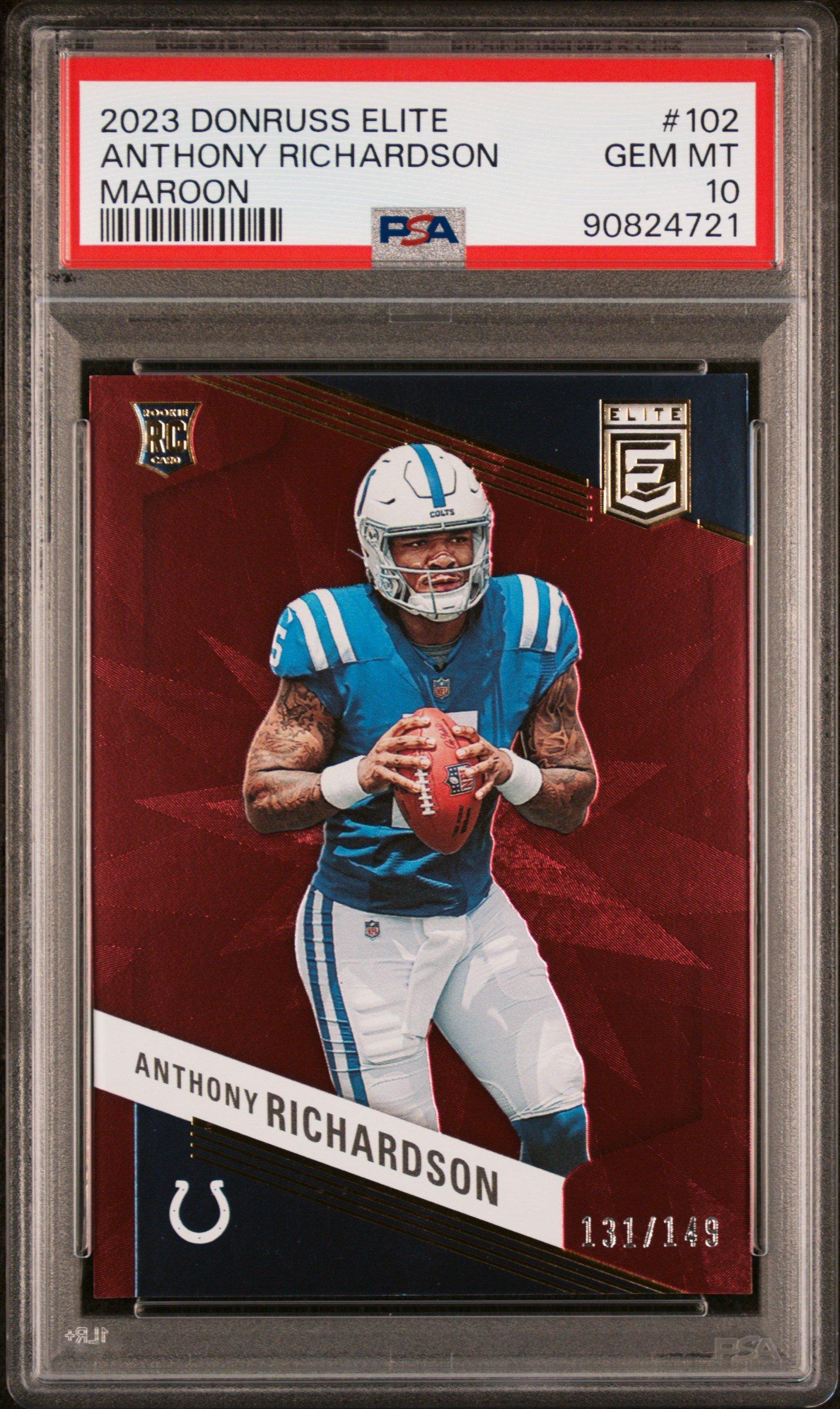 2023 Panini Donruss Elite 102 Anthony Richardson Maroon PSA 10