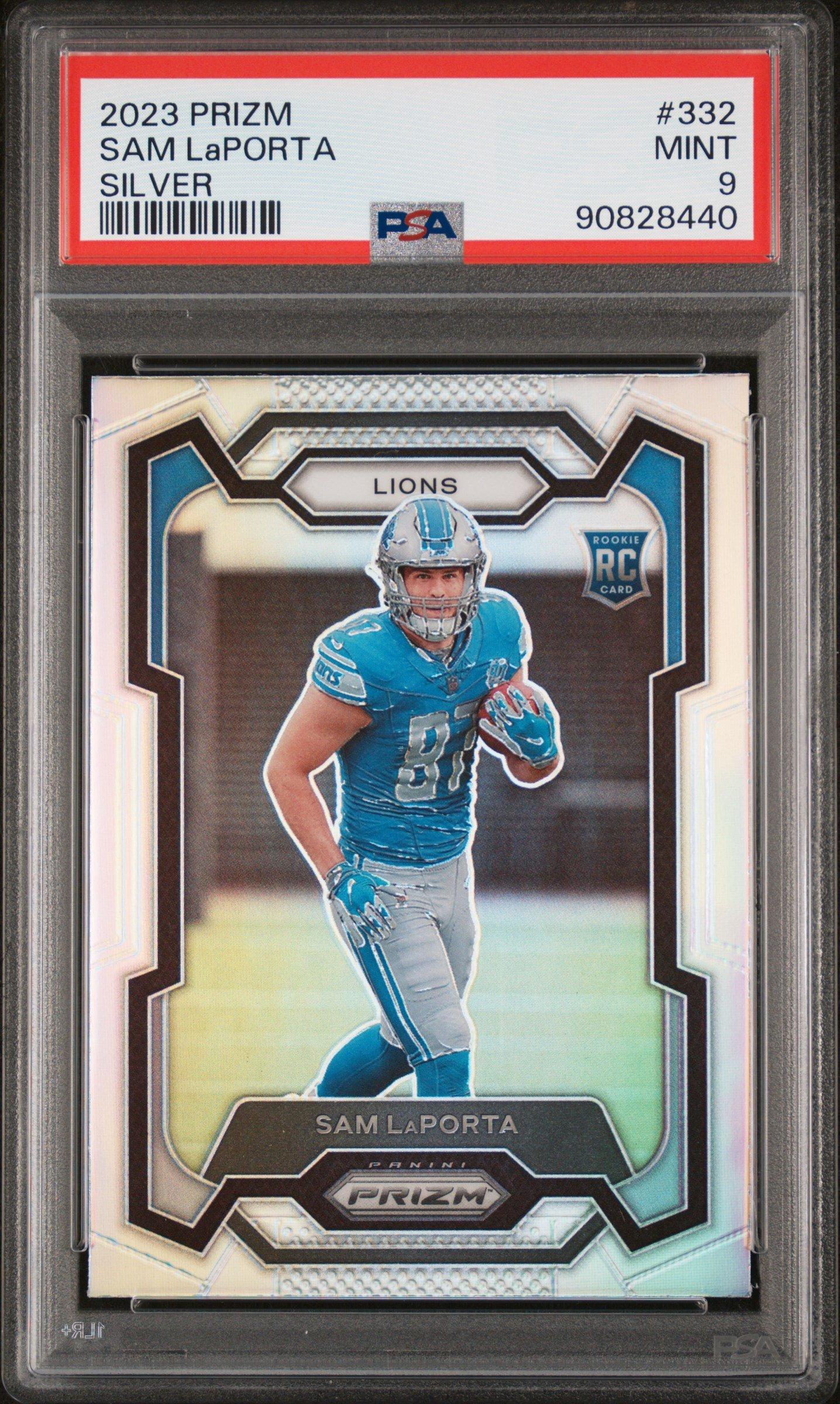 2023 Panini Prizm 332 Sam Laporta Silver Prizm PSA 9
