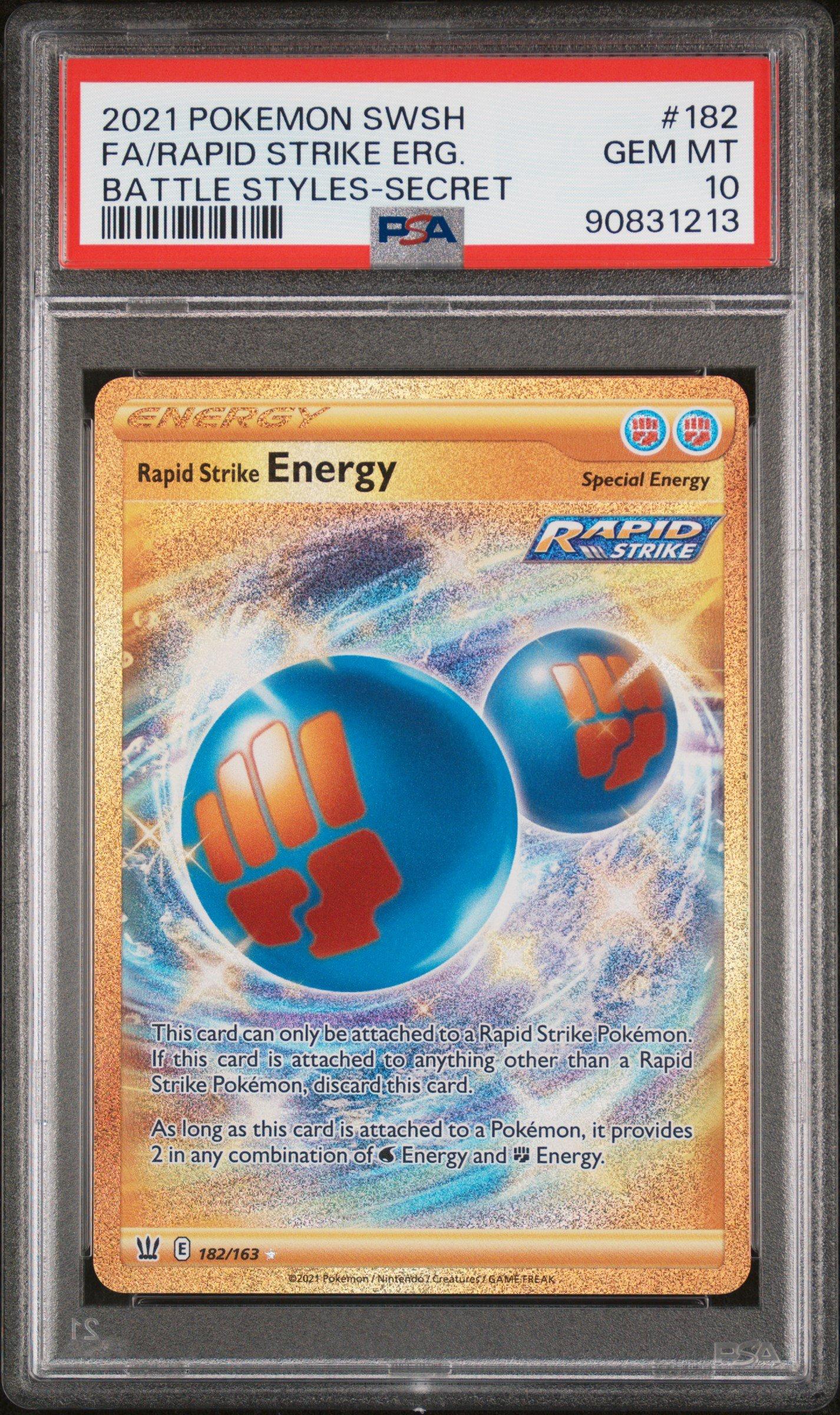 2021 Pokemon Sword & Shield Battle Styles 182 Full Art/rapid Strike Energy  Secret PSA 10