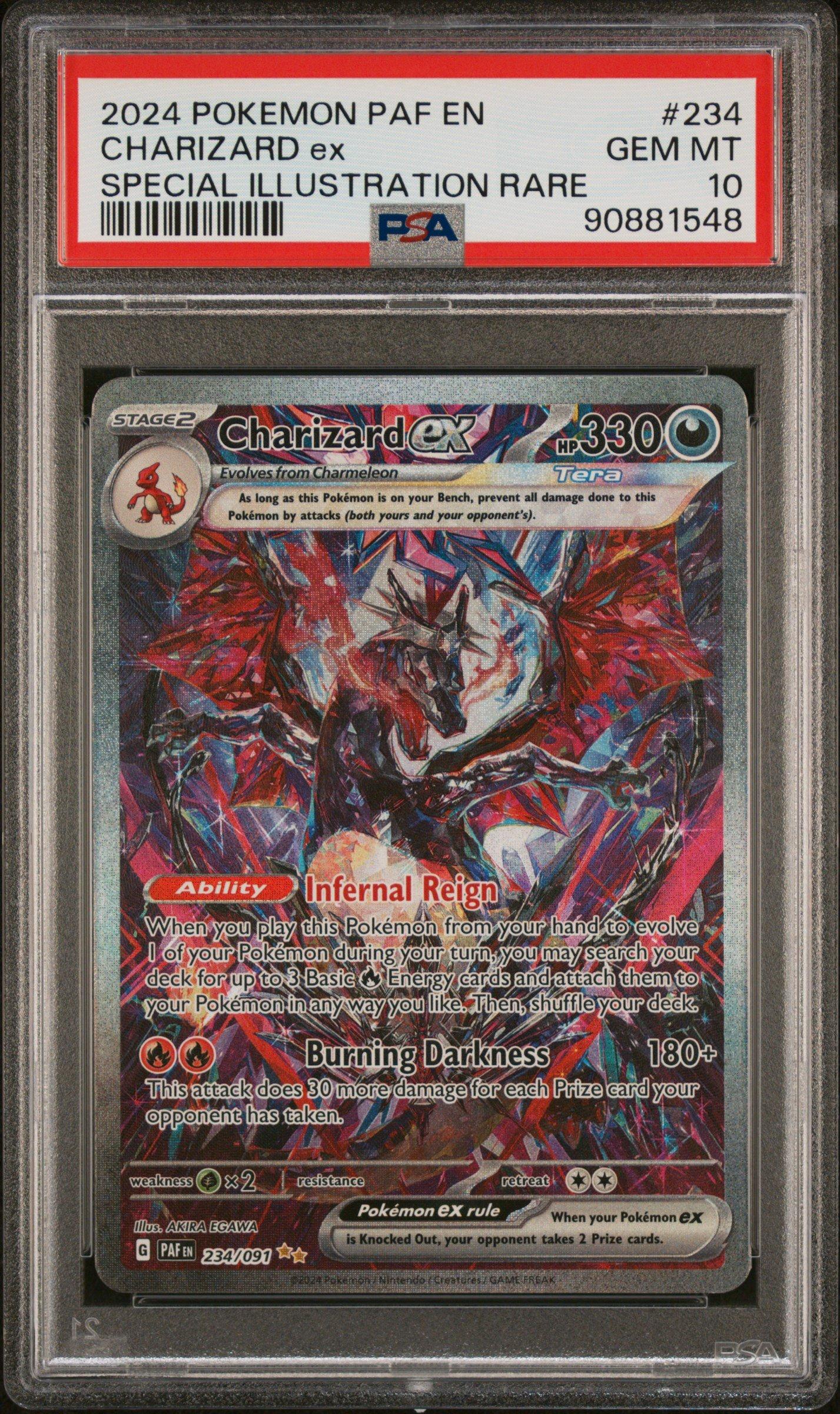 2024 Pokemon Paf En-paldean Fates 234 Charizard Ex PSA 10 Graded