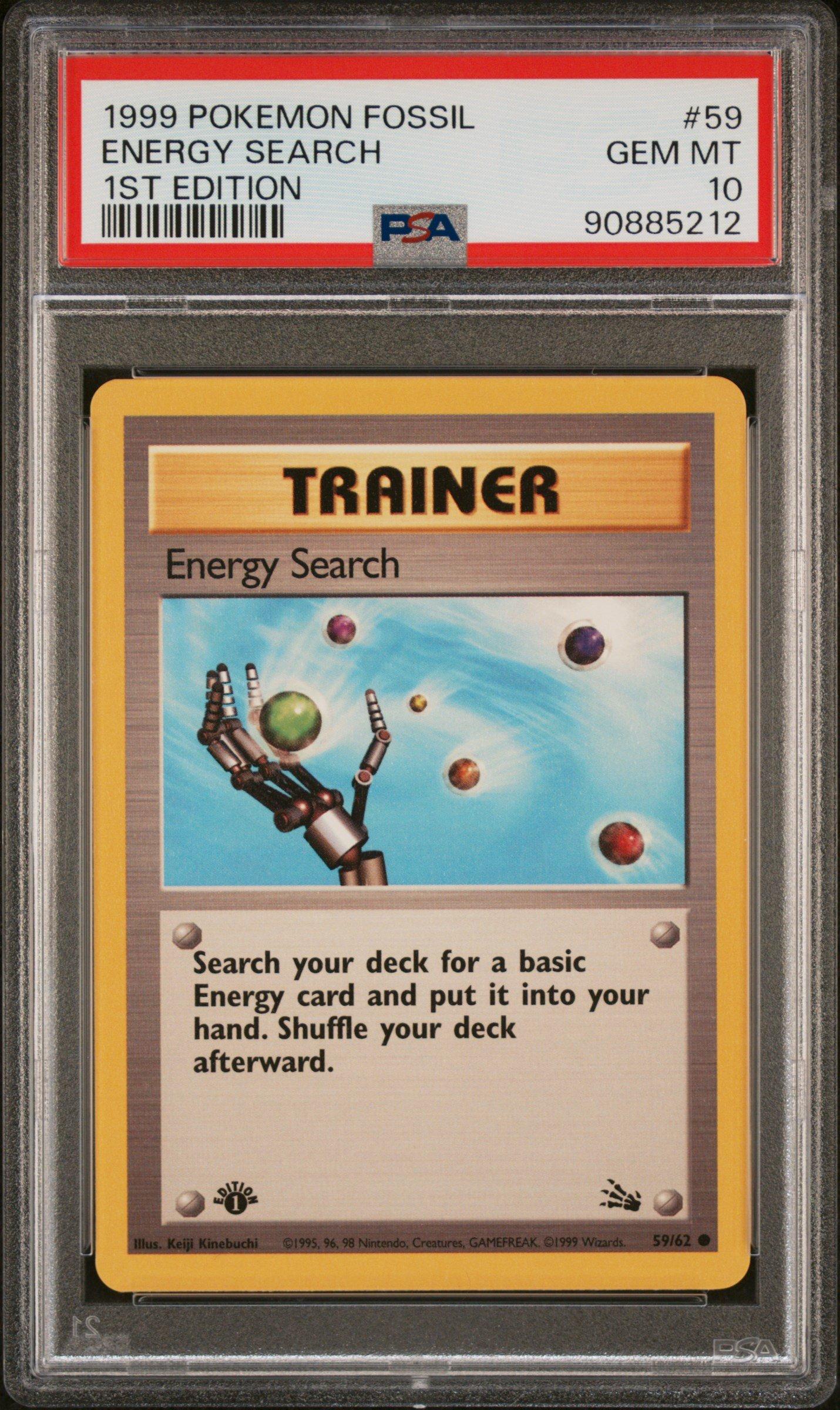 1999 Pokemon Fossil 59 Energy Search 1st Edition PSA 10 Graded