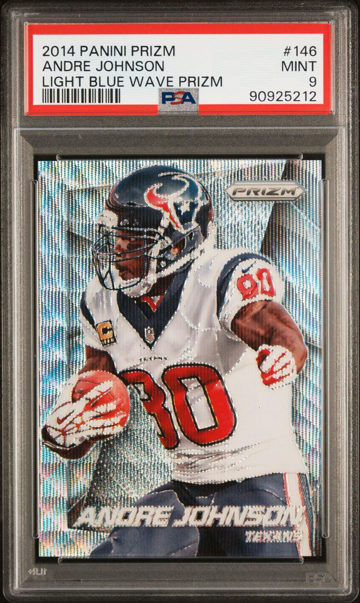 2014 Panini Prizm 146 Andre Johnson Light Blue Wave Prizm PSA 9