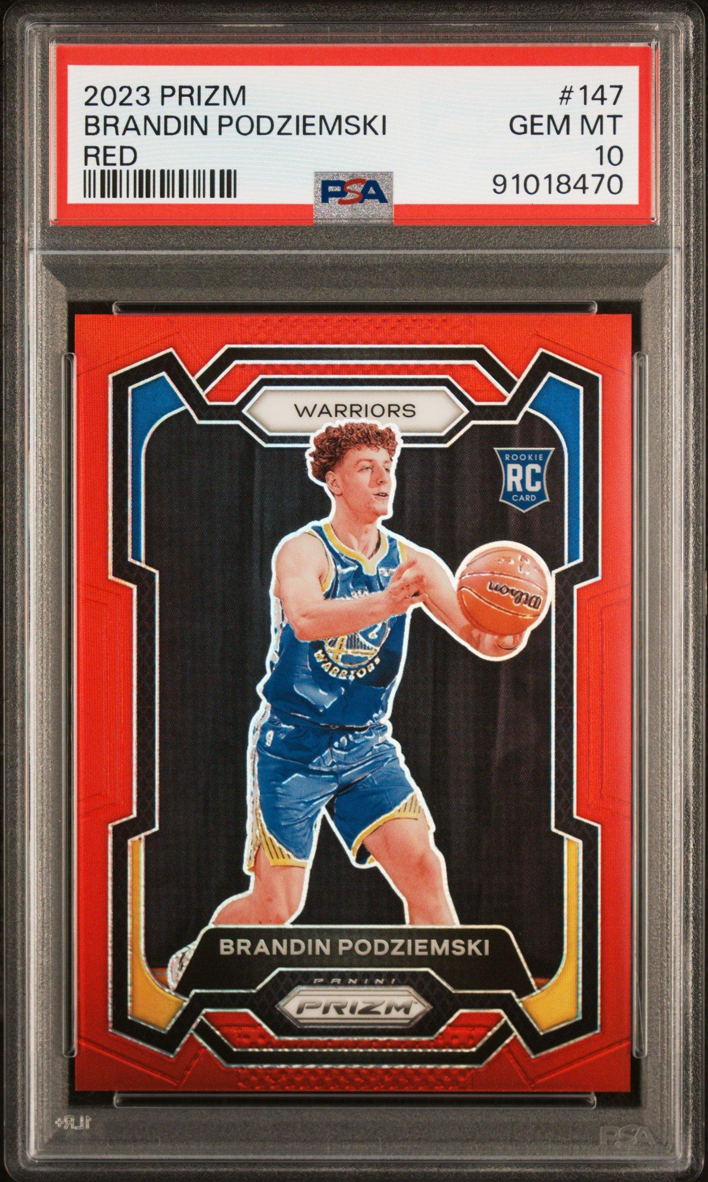 2023 Panini Prizm 147 Brandin Podziemski Red Prizm PSA 10