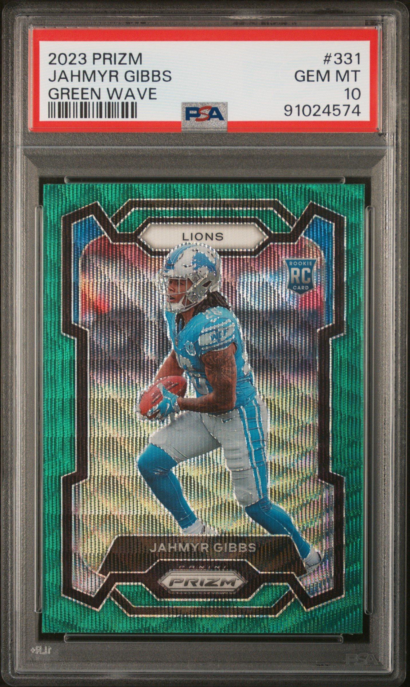 2023 Panini Prizm 331 Jahmyr Gibbs Green Wave PSA 10