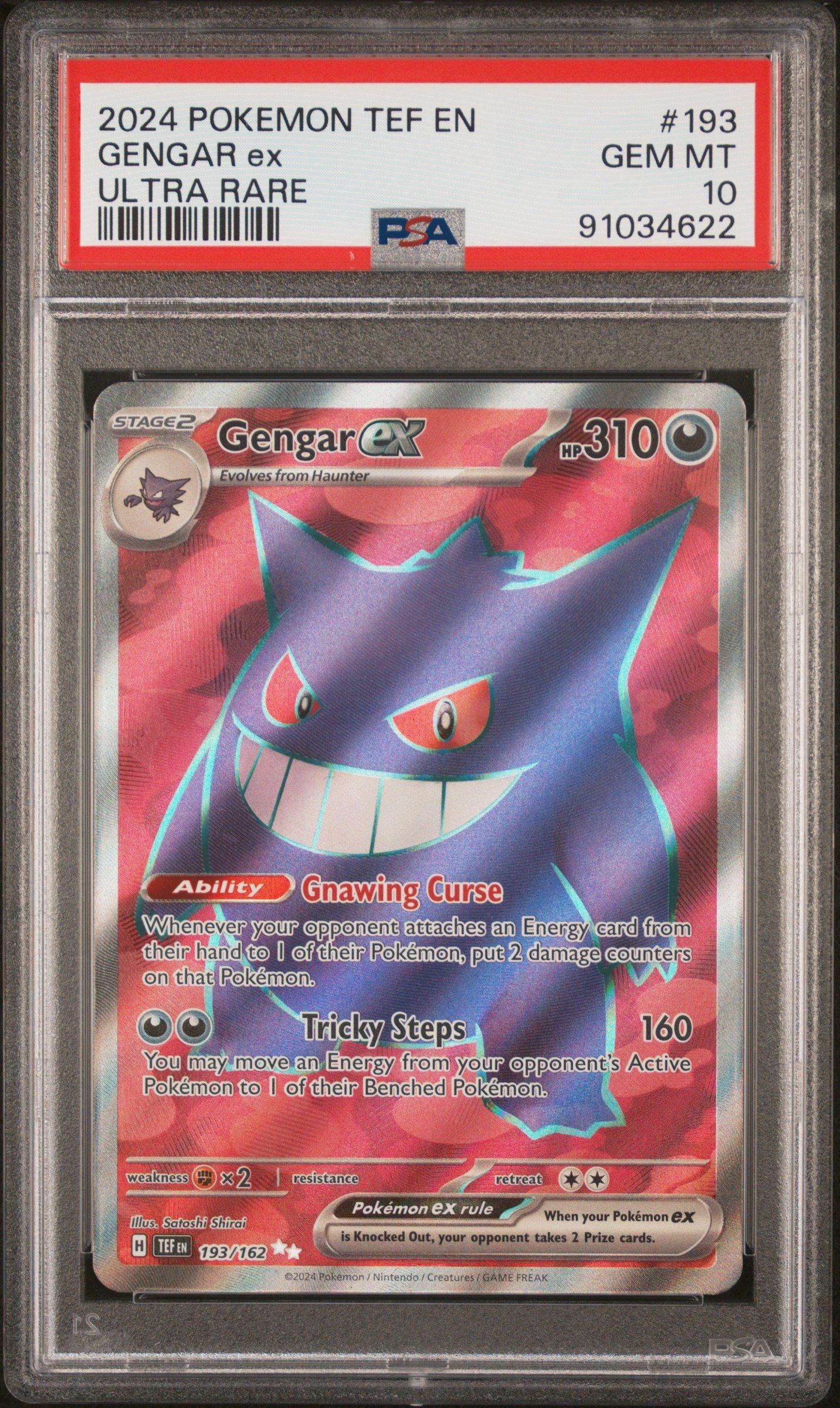 2024 Pokemon Tef En-temporal Forces 193 Gengar Ex Ultra Rare PSA