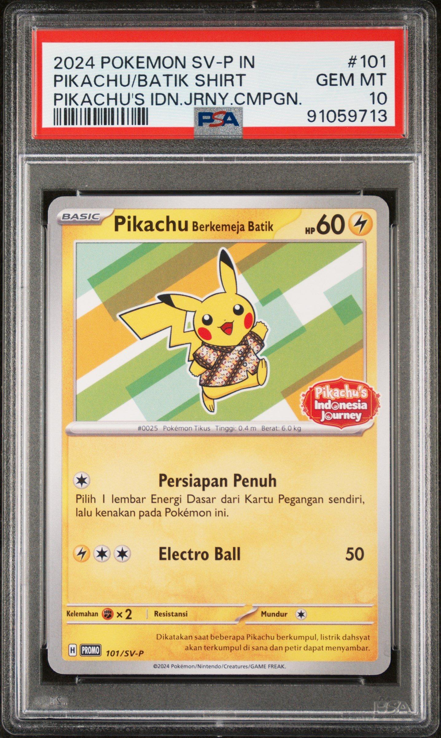 PSA10 バティックシャツ　ピカチュウ 101/SV-P 2024 Pokemon Indonesian Sv Promo 101 Pikachu/batik Shirt PSA