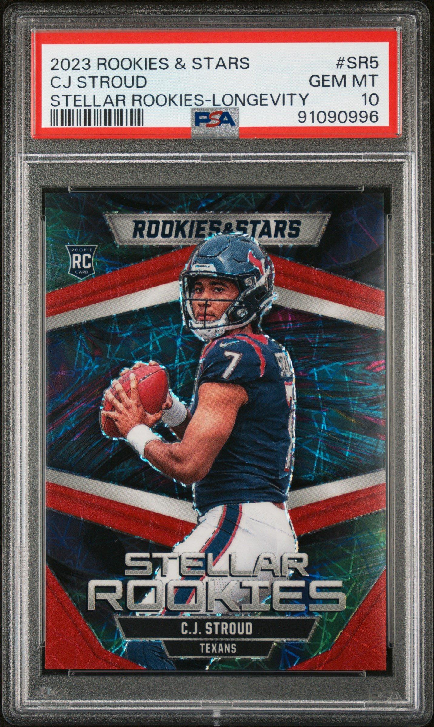 2023 Panini Rookies & Stars Stellar Rookies Sr5 Cj Stroud Longevity PSA 10