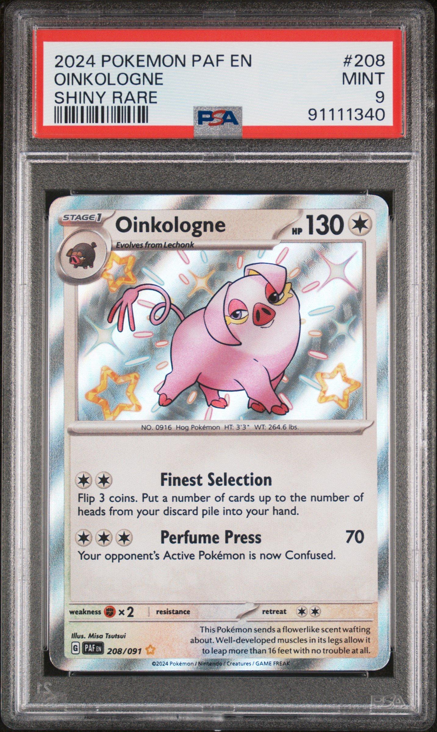 2024 Pokemon Paf En-paldean Fates 208 Oinkologne Shiny Rare PSA 9