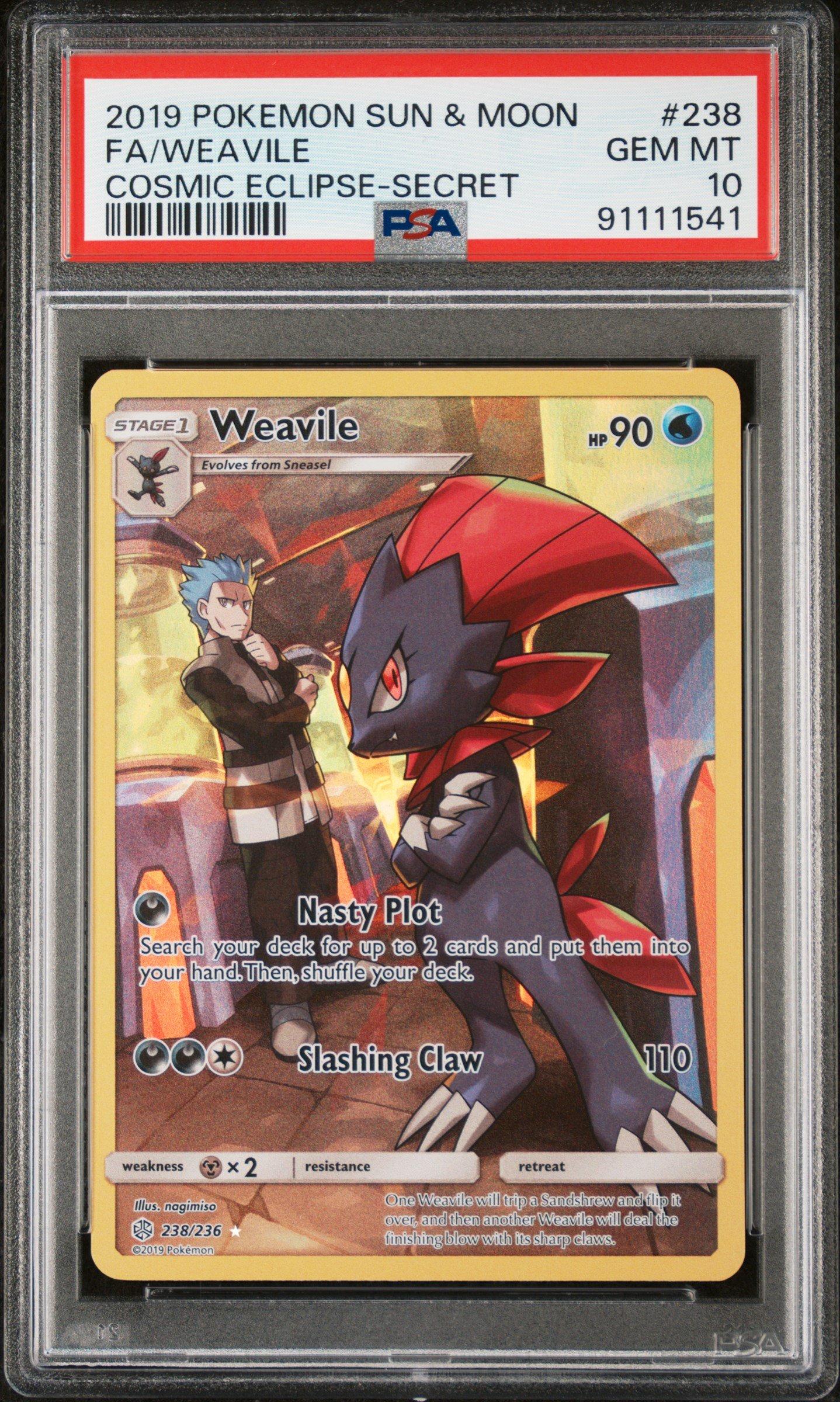 2019 Pokemon Sun & Moon Cosmic Eclipse 238 Full Art/weavile Secret
