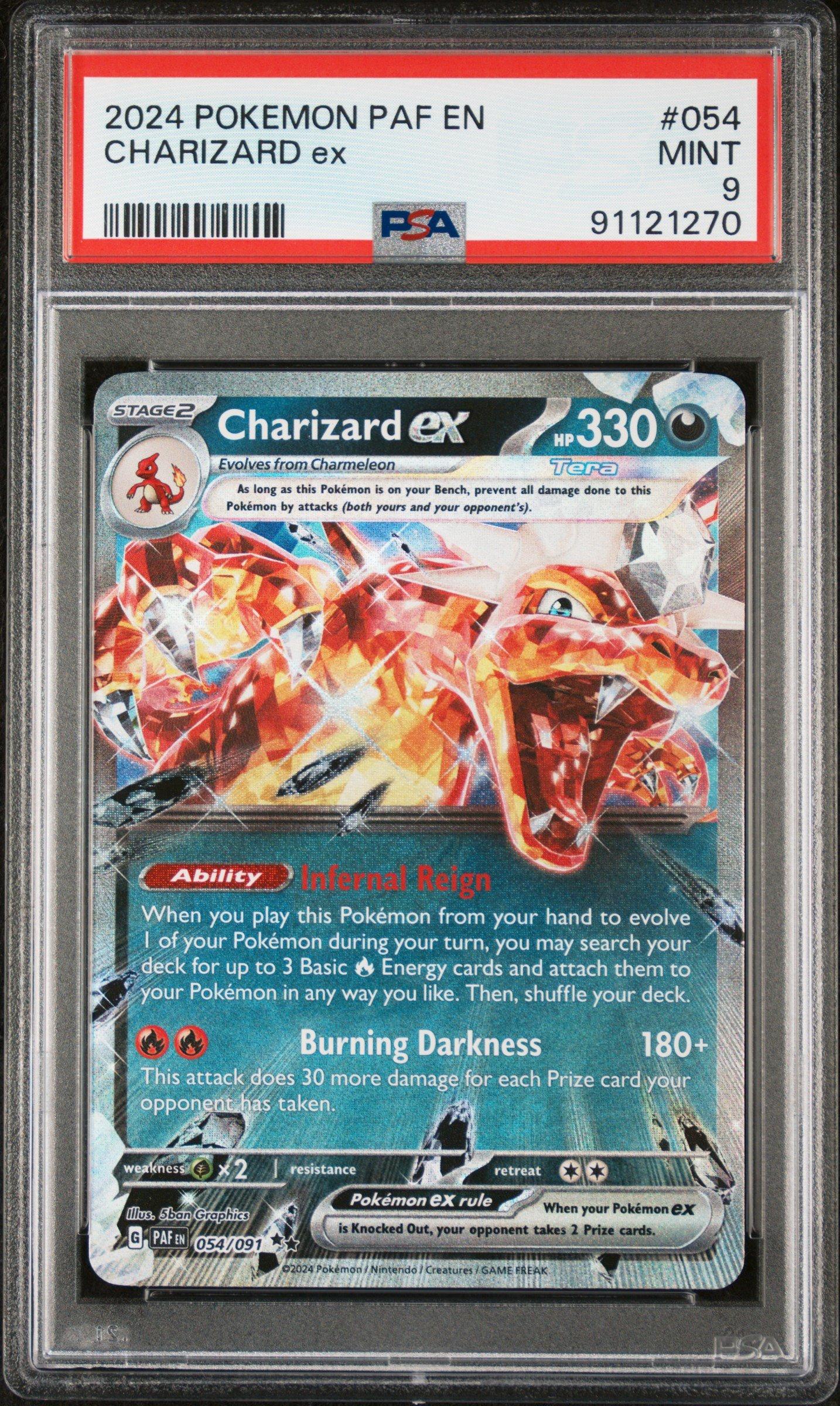 2024 Pokemon Paf En-paldean Fates 054 Charizard Ex PSA 9 Graded