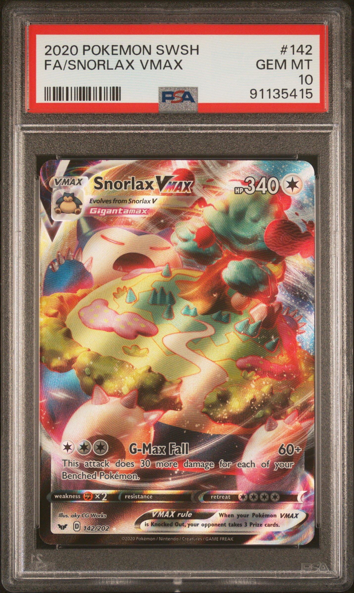 2020 Pokemon Sword & Shield 142 Full Art/snorlax Vmax PSA 10