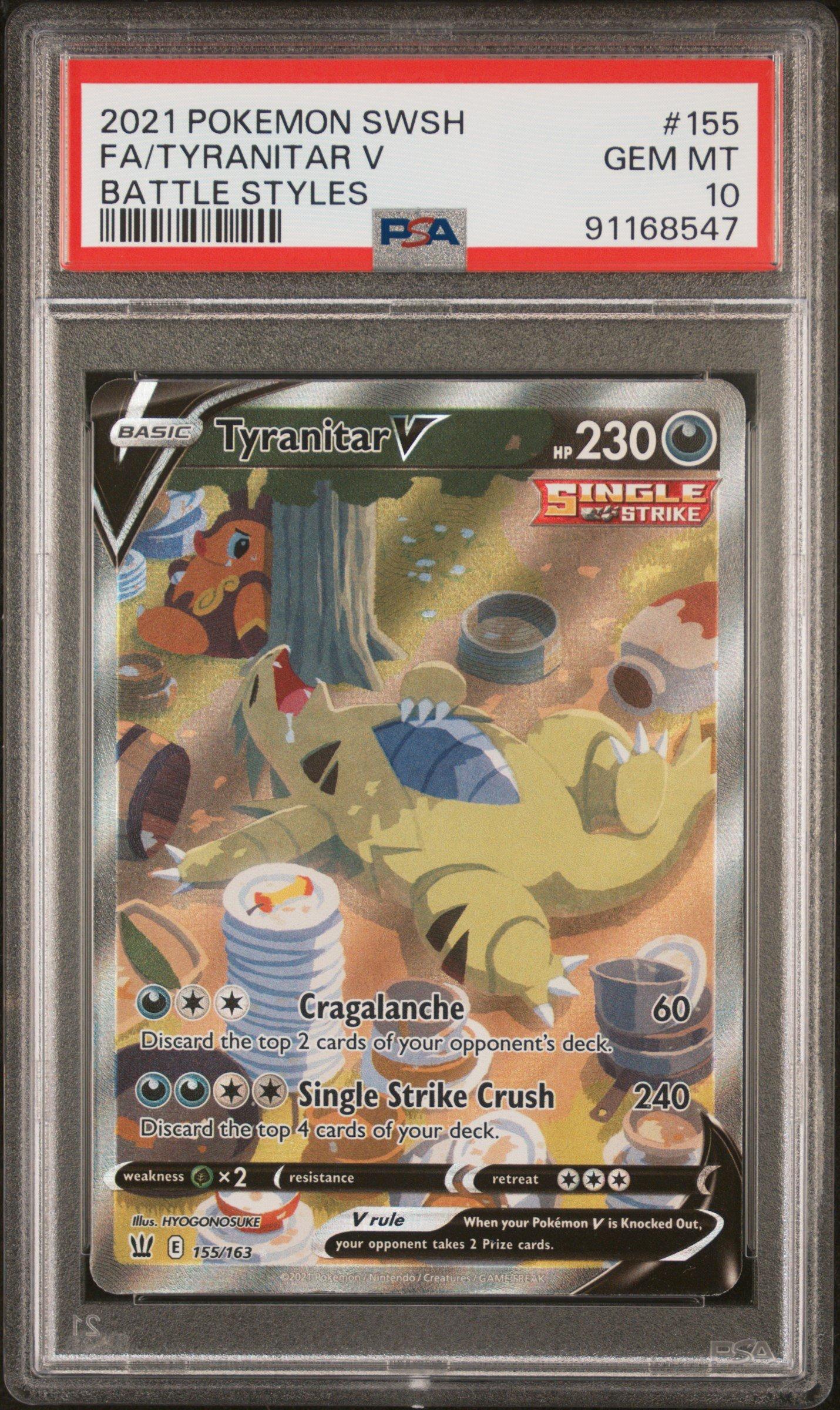 2021 Pokemon Sword & Shield Battle Styles 155 Full Art/tyranitar V PSA 10  Graded Card | GameStop
