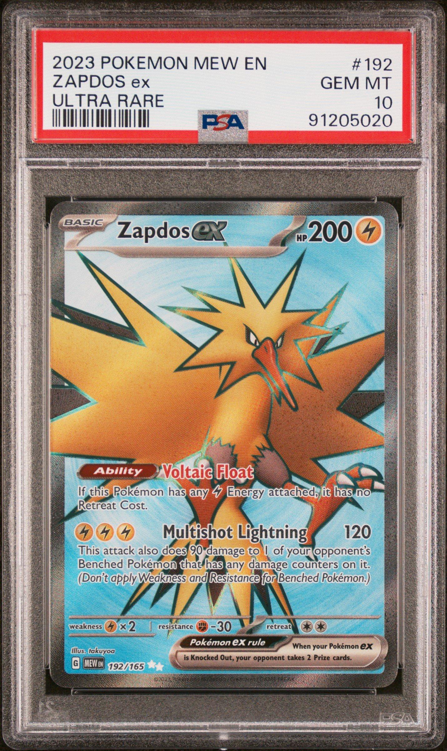 2023 Pokemon Mew En-151 192 Zapdos Ex Ultra Rare PSA 10 Graded 