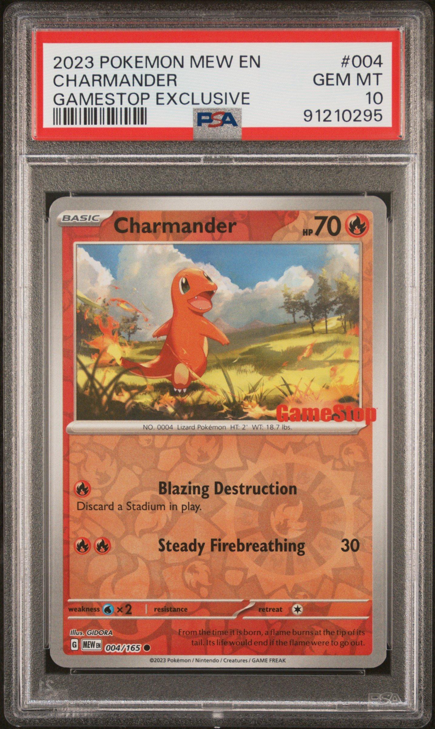 2023 Pokemon Mew En-151 004 Charmander Gamestop Exclusive PSA 10