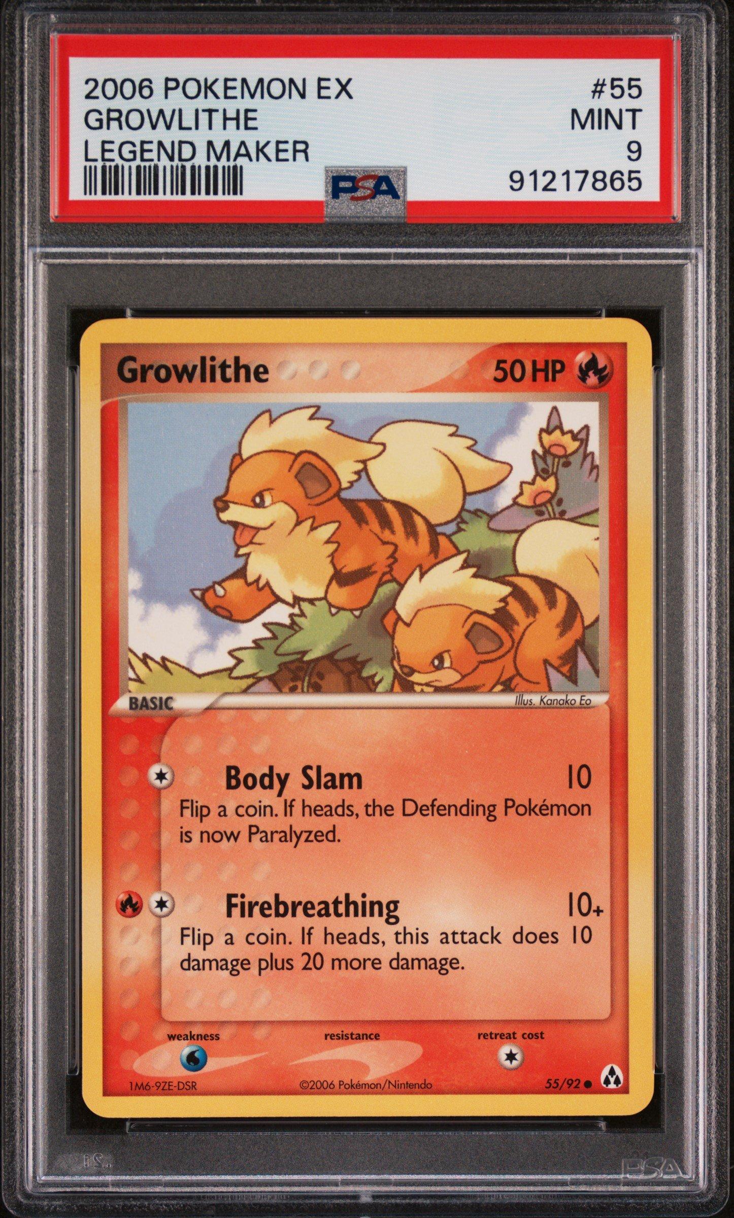 2006 Pokemon Ex Legend Maker 55 Growlithe PSA 9