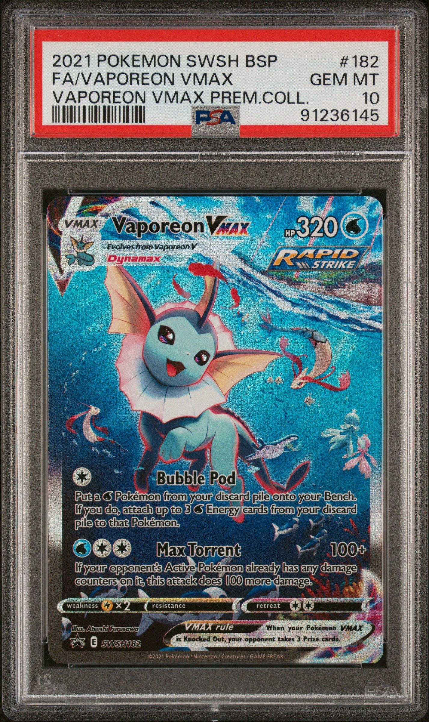 2021 Pokemon Swsh Black Star Promo 182 Fa/vaporeon Vmax PSA 10
