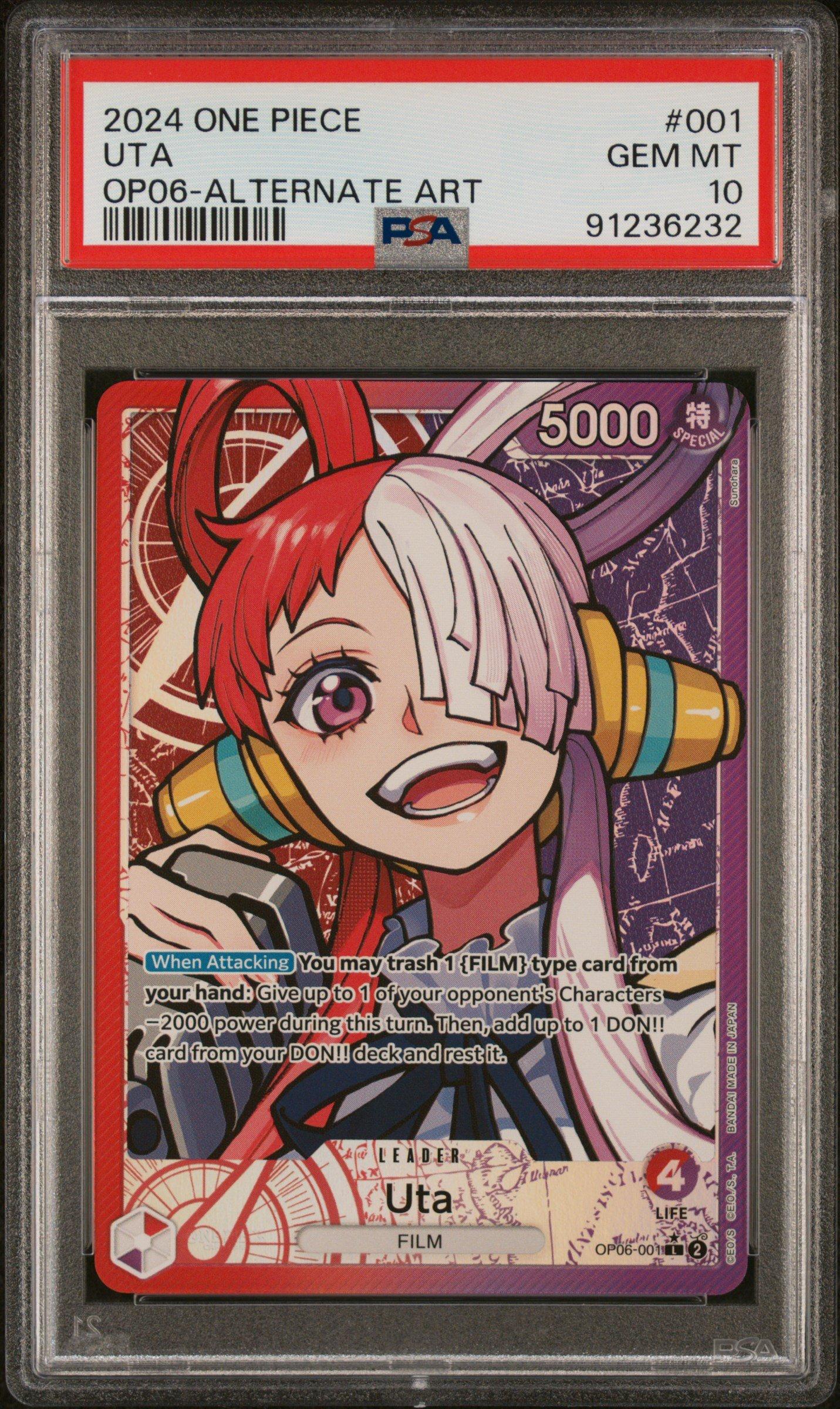 2024 One Piece Op06-wings Of The Captain 001 Uta Alternate Art PSA