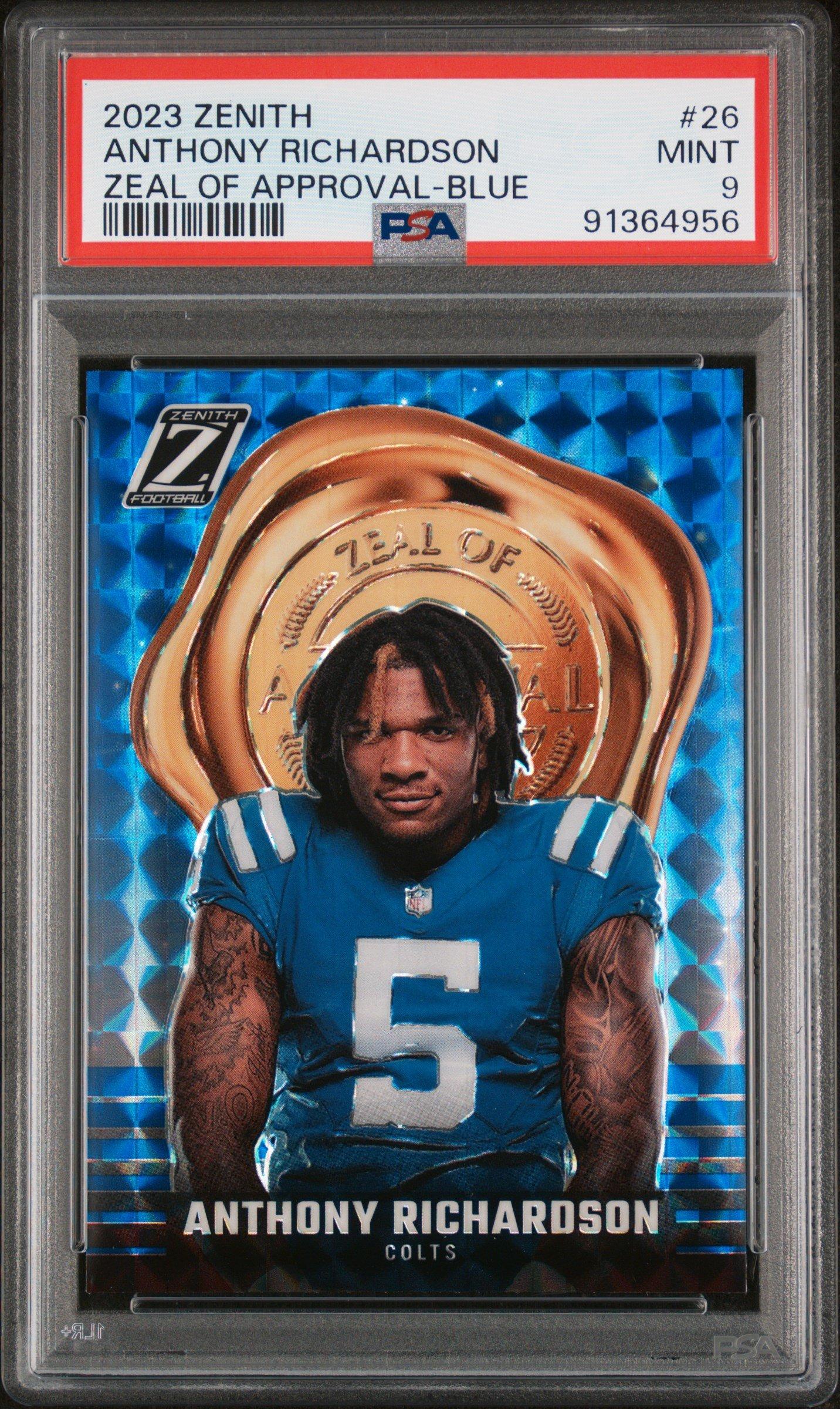 2023 Panini Zenith Zeal Of Approval 26 Anthony Richardson Blue PSA