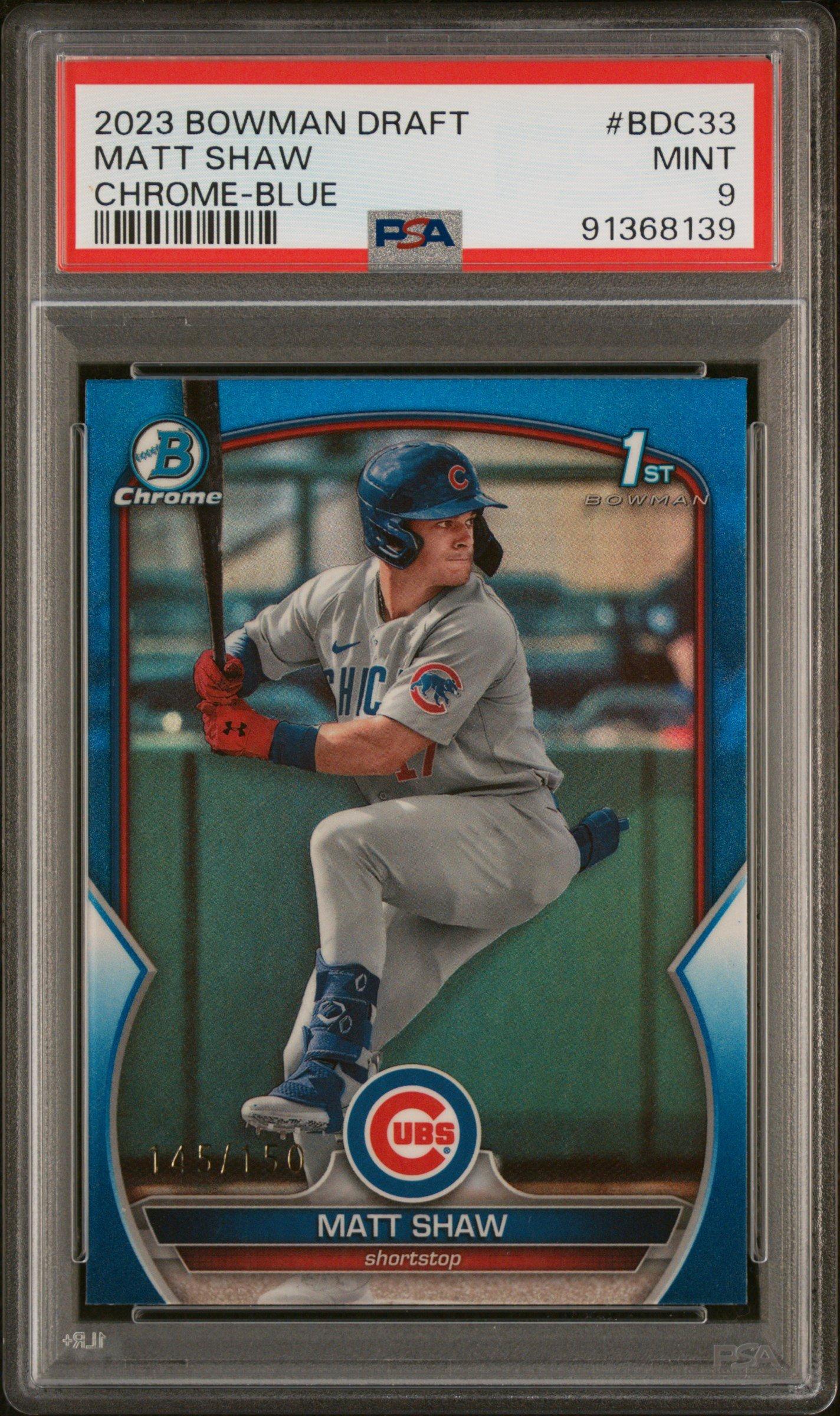 2023 Bowman Draft Bdc33 Matt Shaw Chrome-blue Refractor PSA 9