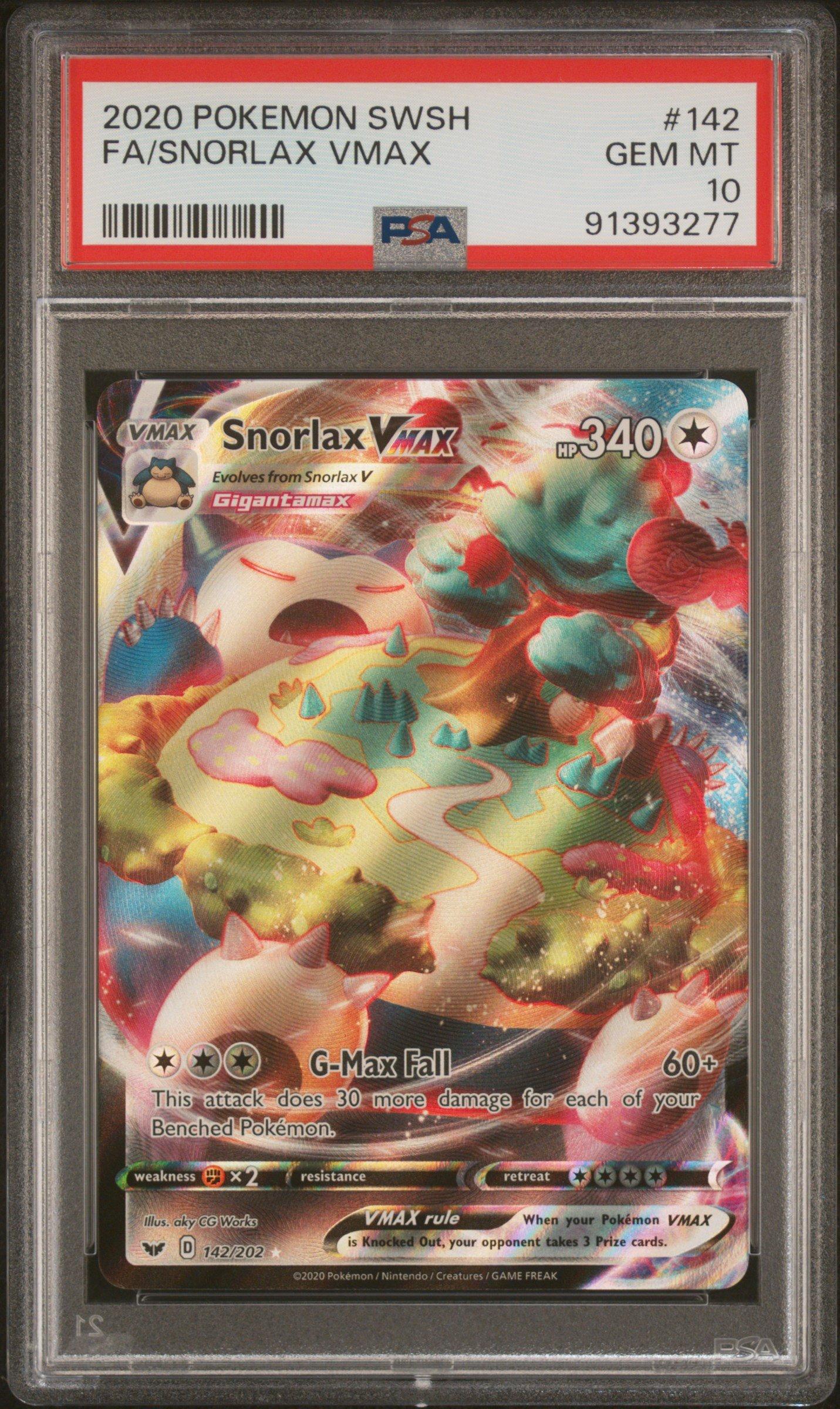 2020 Pokemon Sword & Shield 142 Fa/snorlax Vmax PSA 10