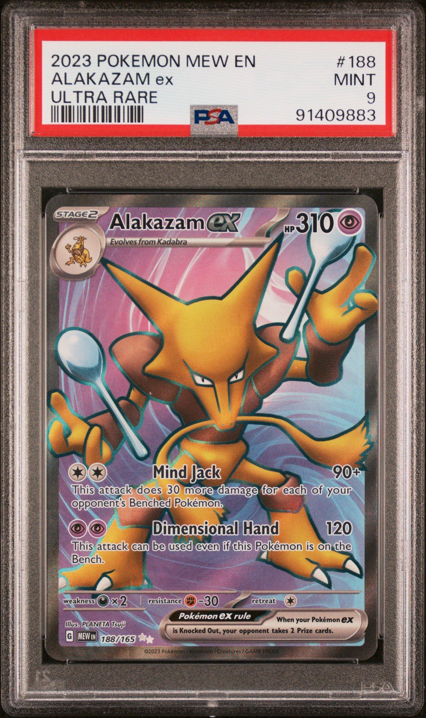 2023 Pokemon Mew En-151 188 Alakazam Ex Ultra Rare PSA 9 Graded