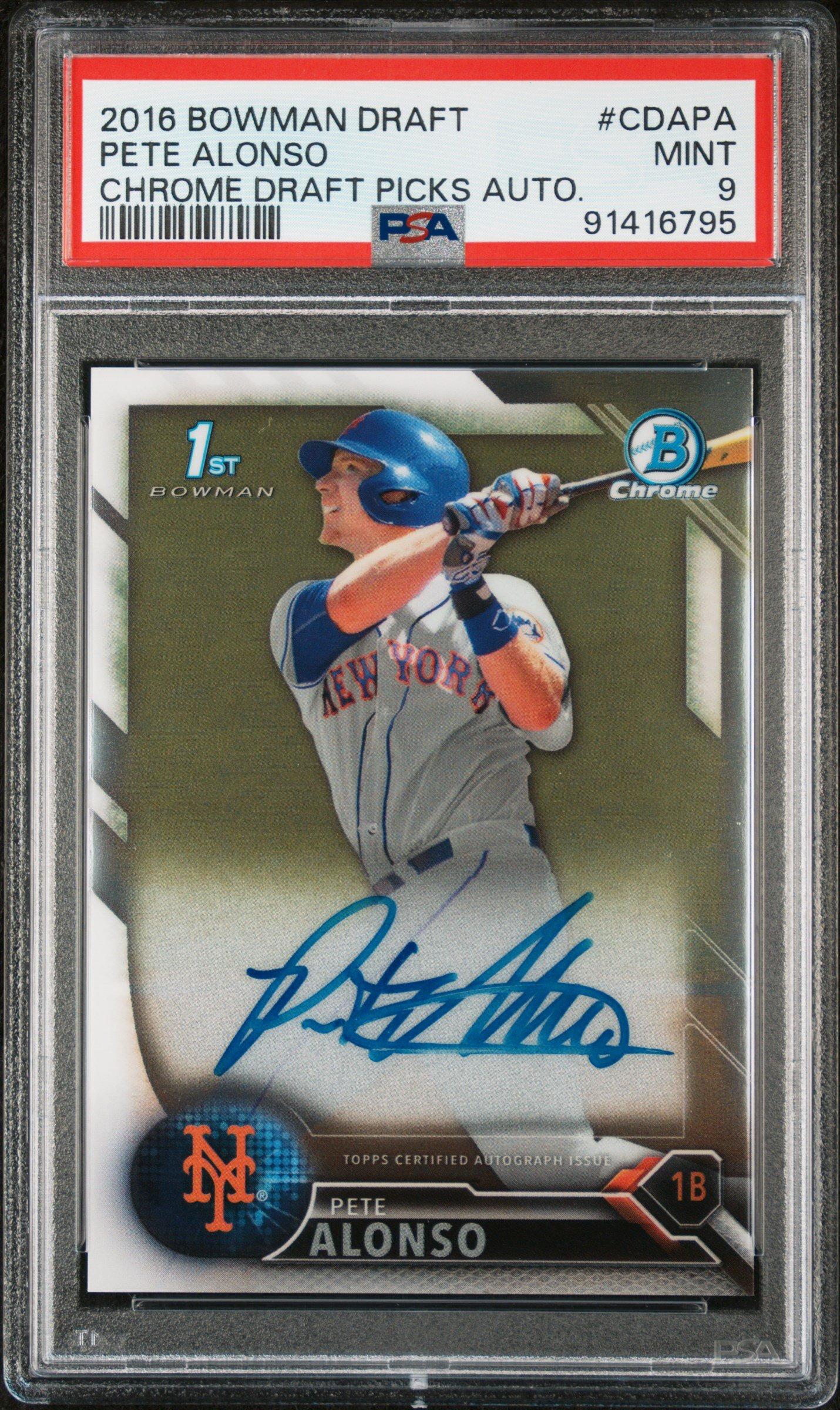 2016 Bowman Draft Chrome Draft Picks Autographs Cdapa Pete Alonso PSA 9