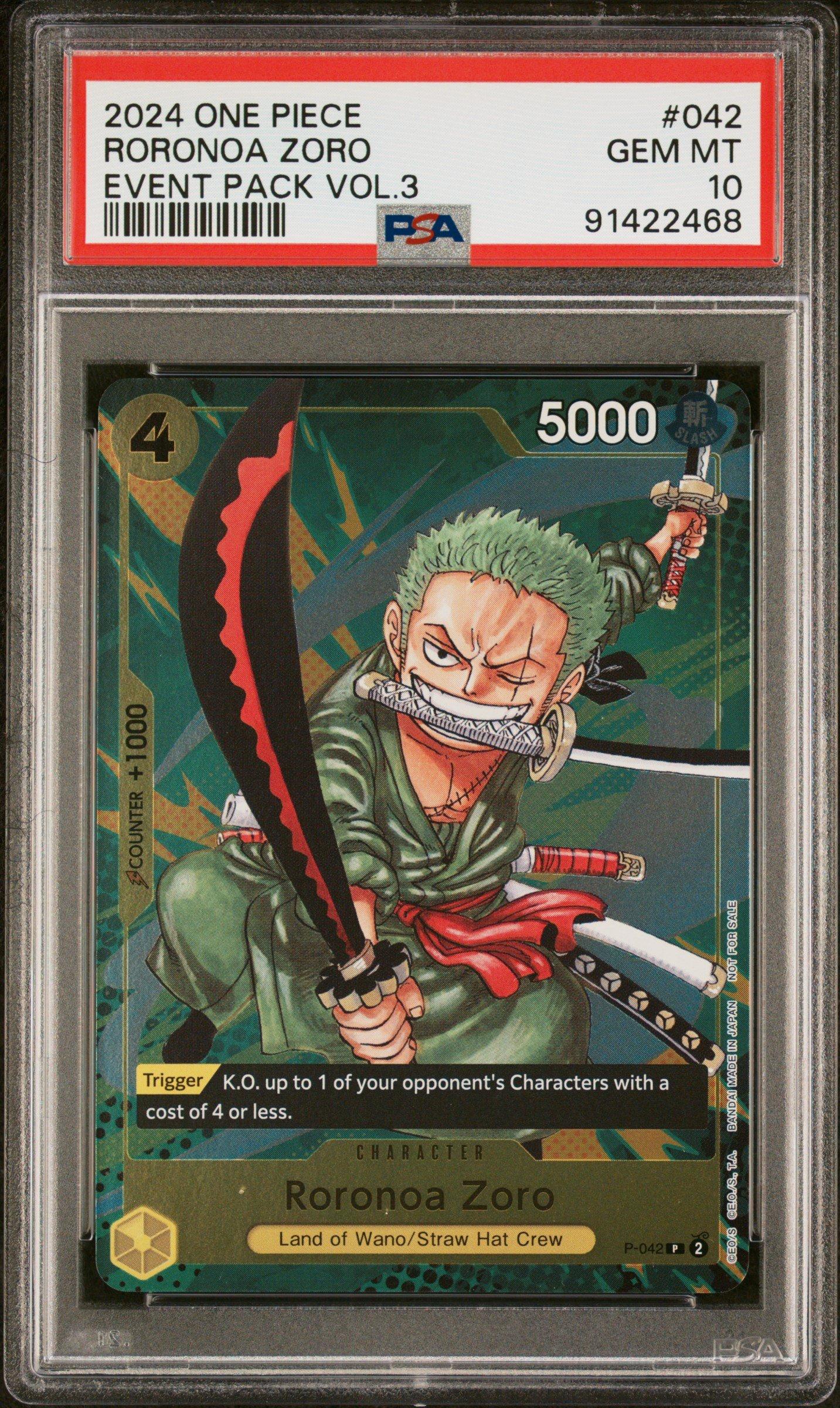 2024 One Piece Event Pack Vol.3 042 Roronoa Zoro PSA 10