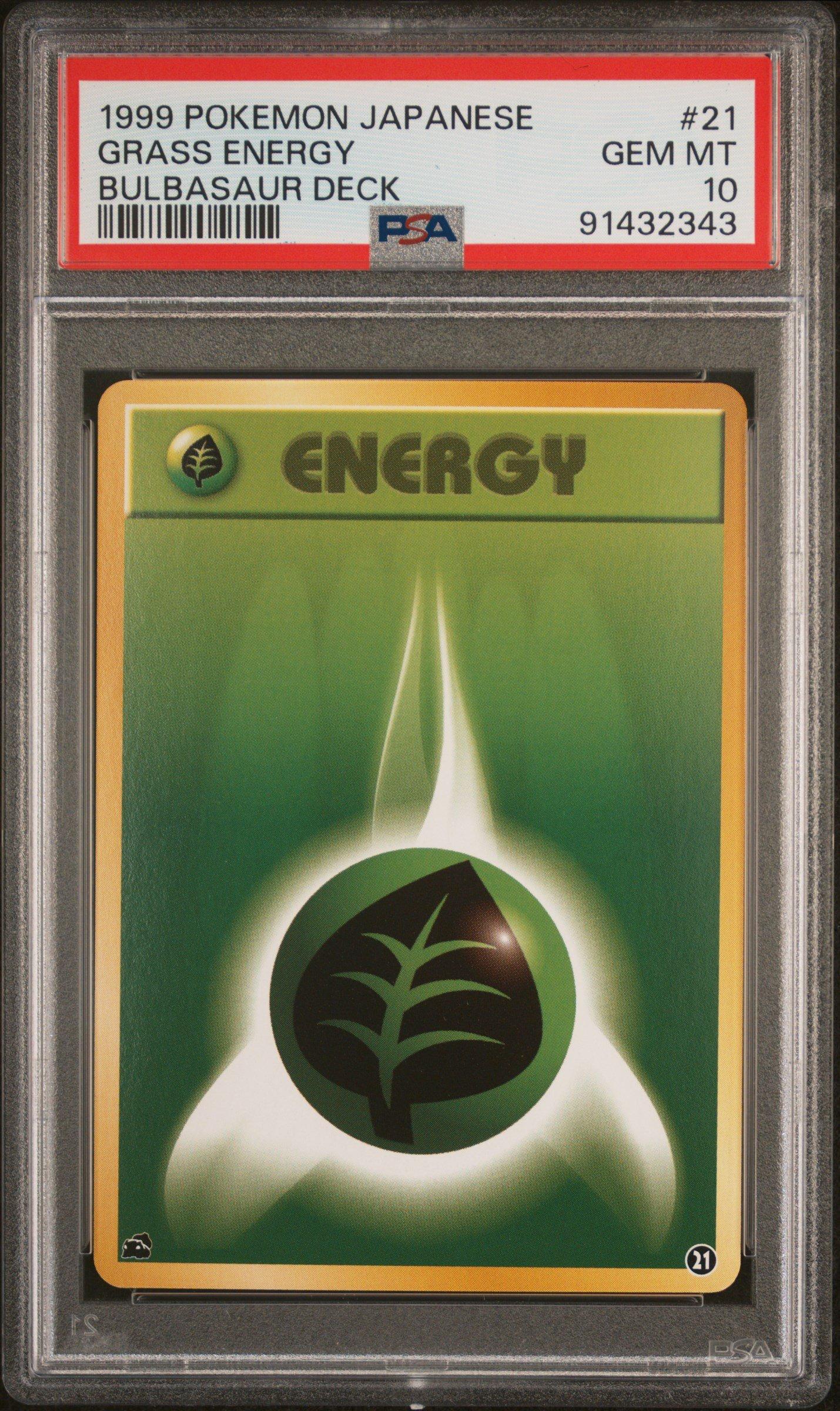 1999 Pokemon Japanese Bulbasaur Deck 21 Grass Energy PSA 10