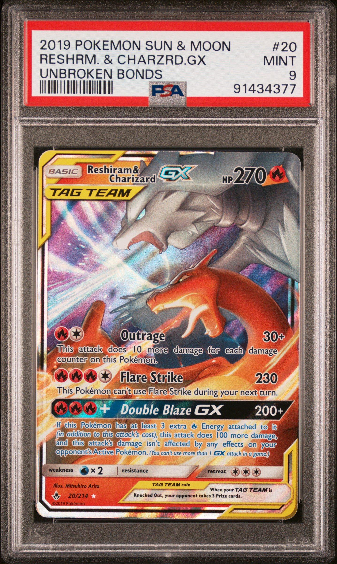 GX リザードン 2019 Tin & unbroken bonds パック 2019 POKEMON SUN & MOON UNBROKEN BONDS #20 RESHIRAM & CHARIZARD GX