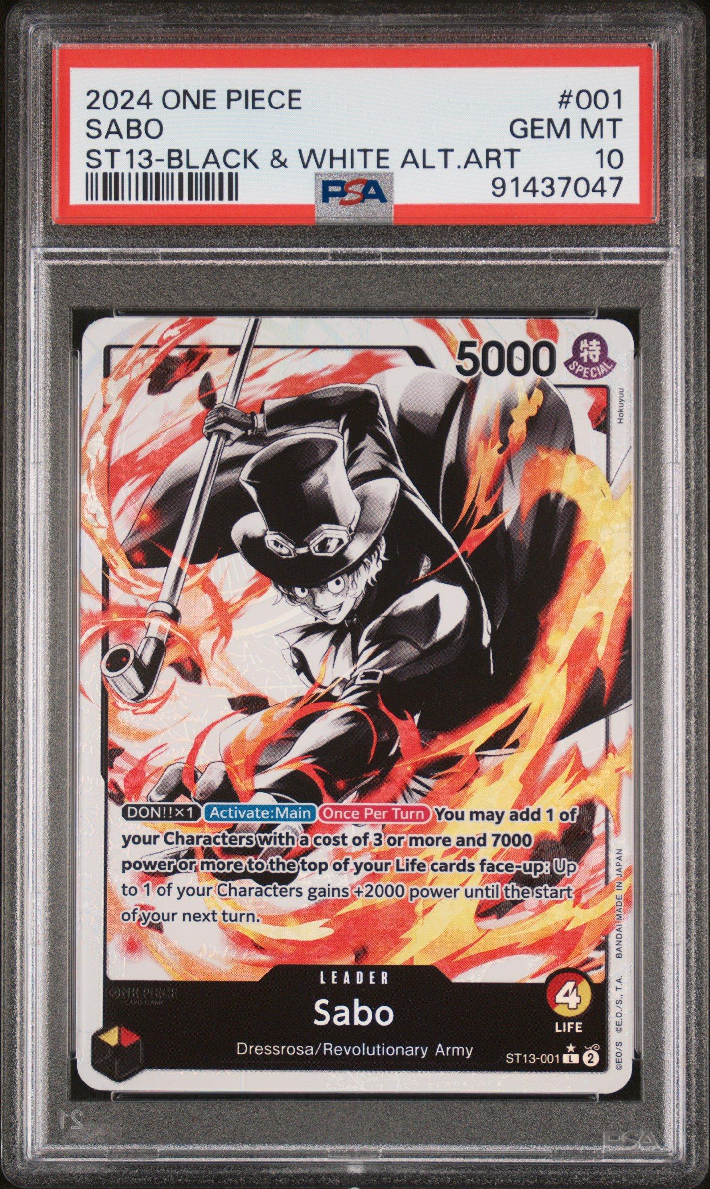 2024 One Piece Ultra Deck St13-the Three Brothers Sabo Black & White Alternate Art PSA 10