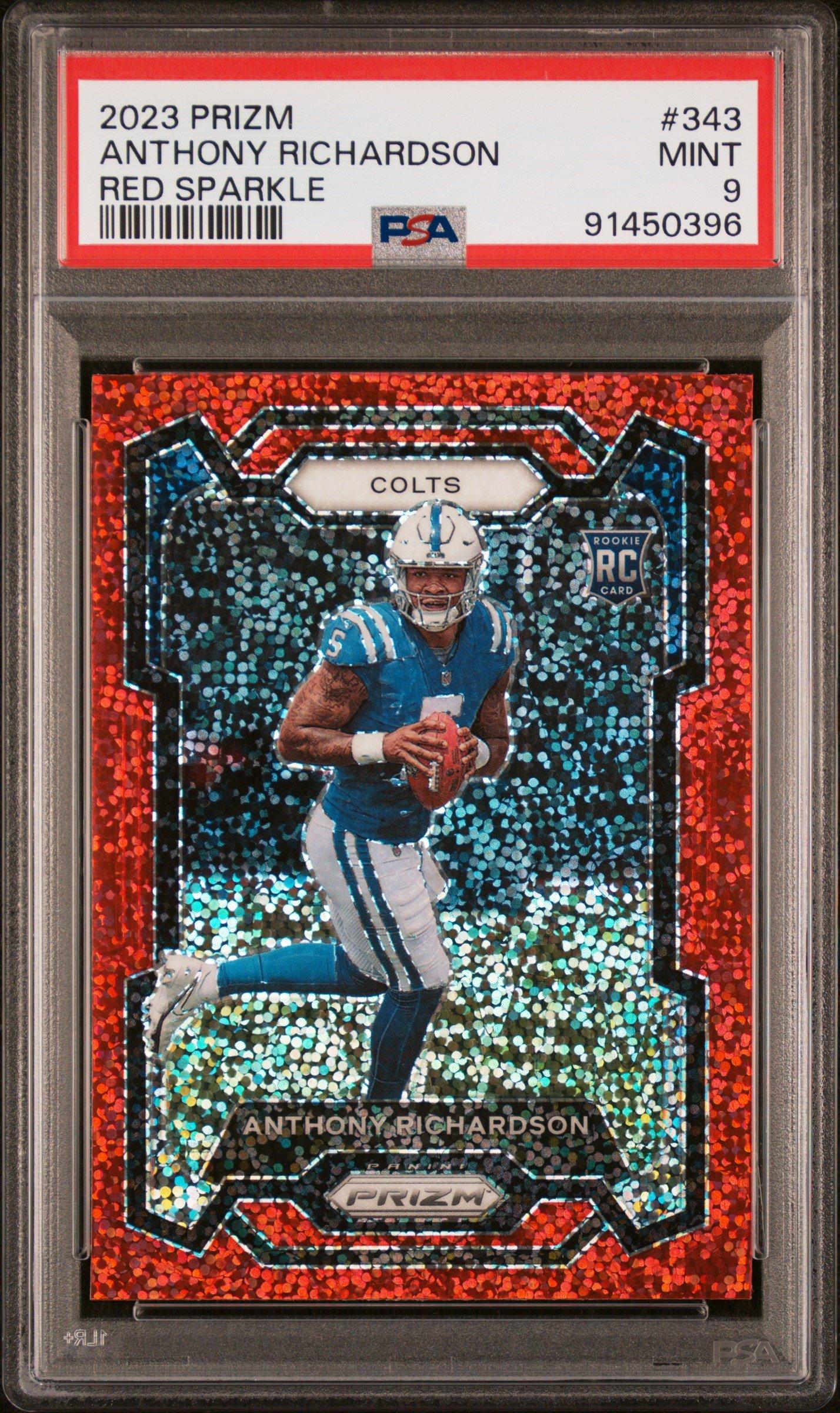 2023 Panini Prizm 343 Anthony Richardson Red Sparkle PSA 9