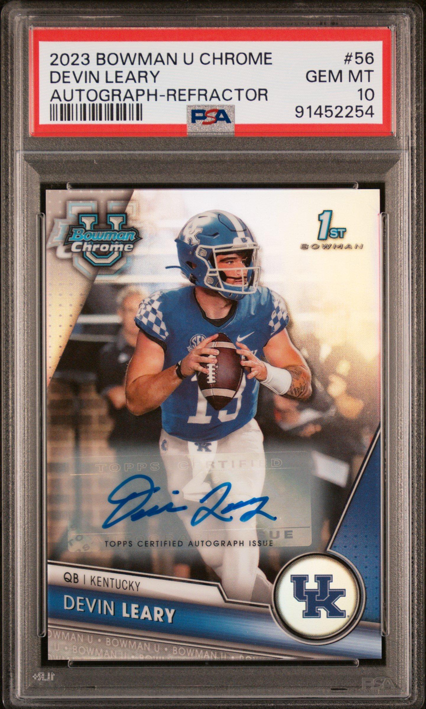 2023 Bowman University Chrome 56 Devin Leary Autograph-refractor PSA 10