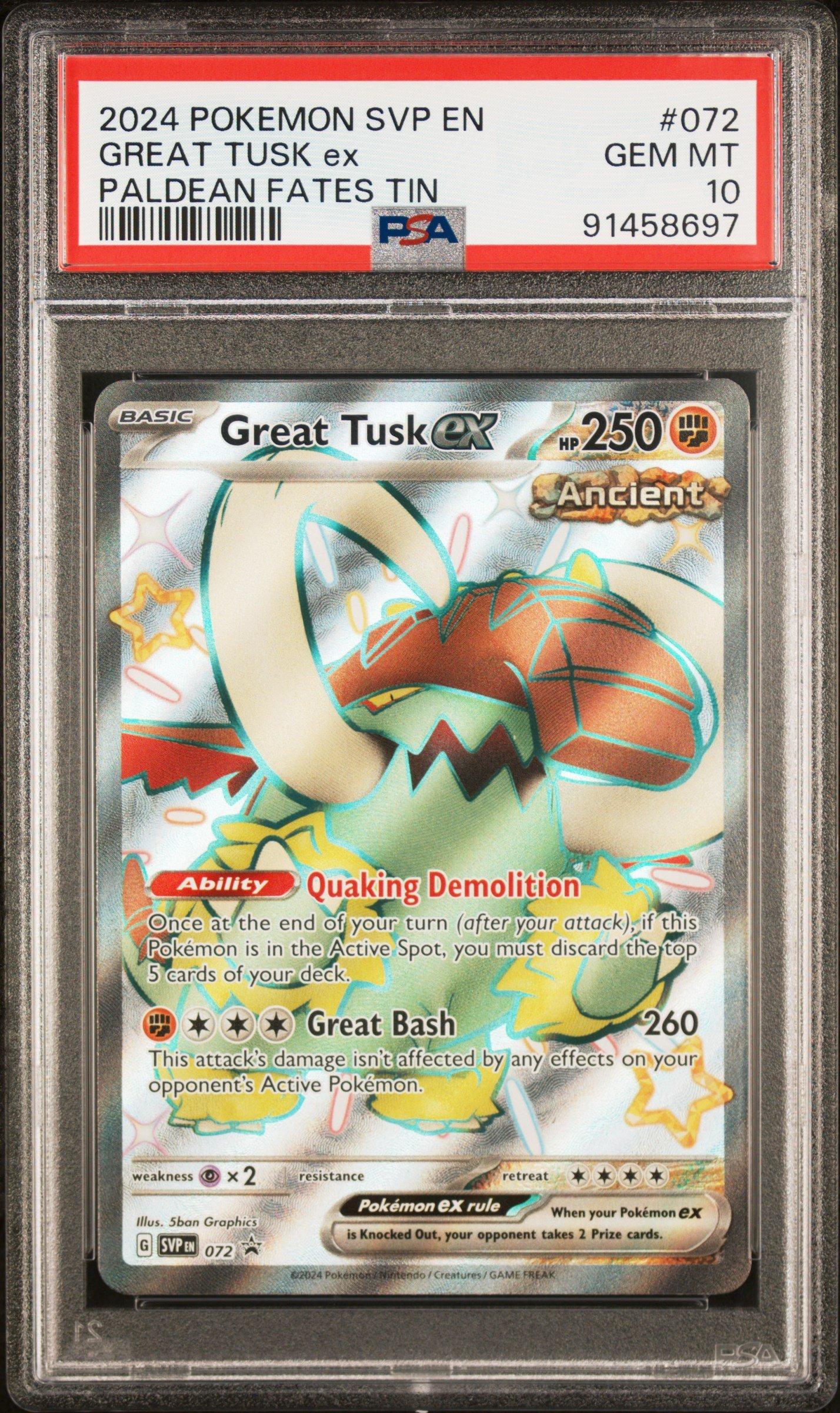 2024 Pokemon Svp En-sv Black Star Promo 072 Great Tusk Ex PSA 10