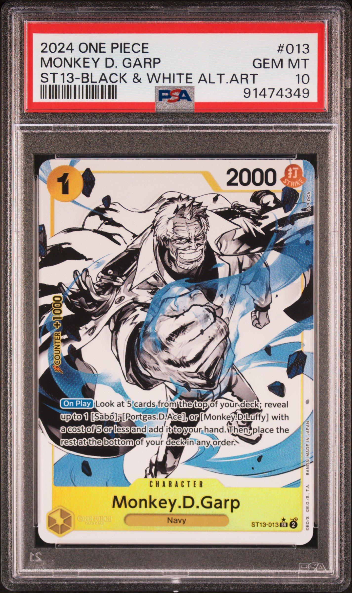 2024 One Piece Ultra Deck St13-the Three Brothers 013 Monkey D. Garp Black & White Alternate Art PSA 10