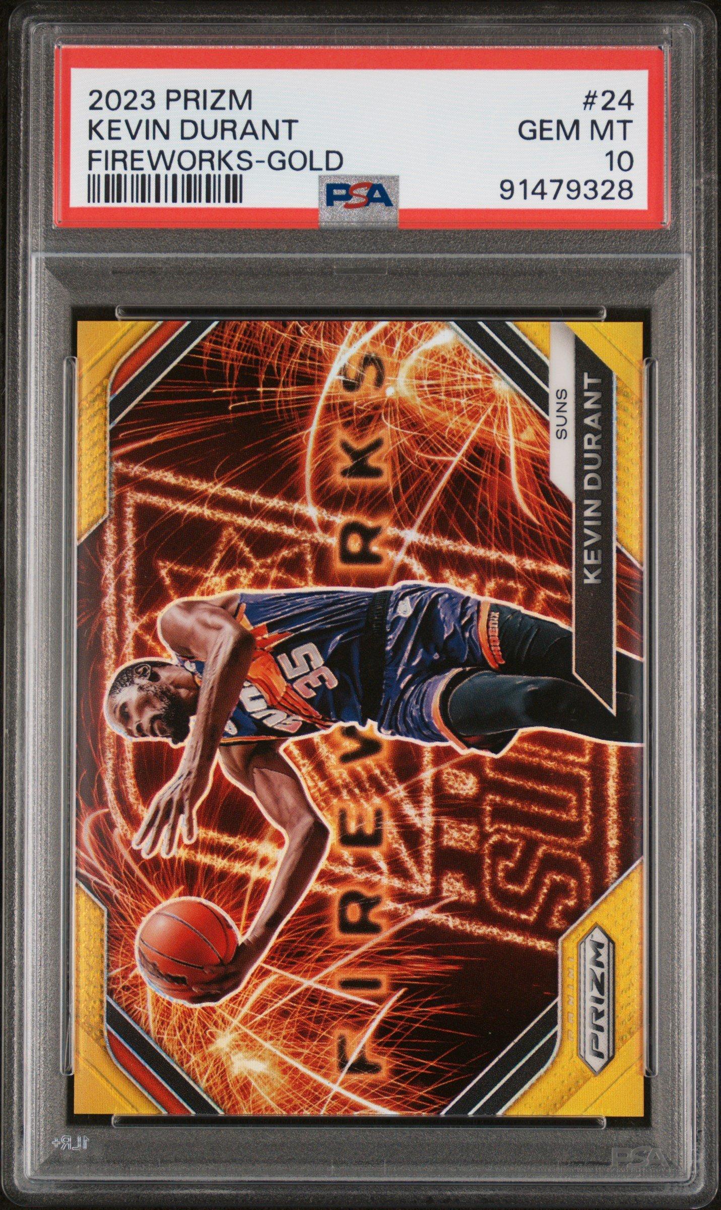 2023 Panini Prizm Fireworks 24 Kevin Durant Gold Prizm PSA 10