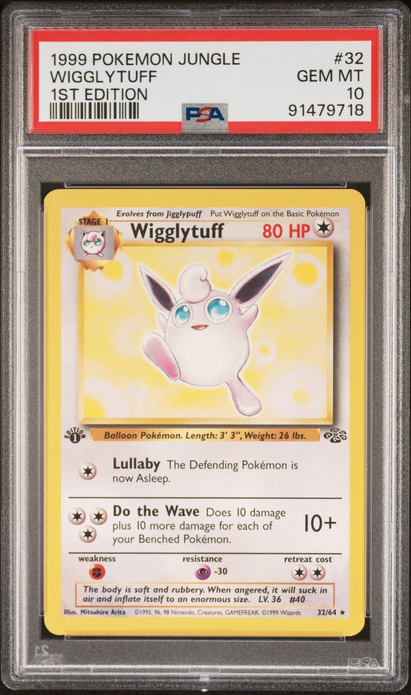 1999 Pokemon Jungle 32 Wigglytuff 1st Edition PSA 10 Graded Card