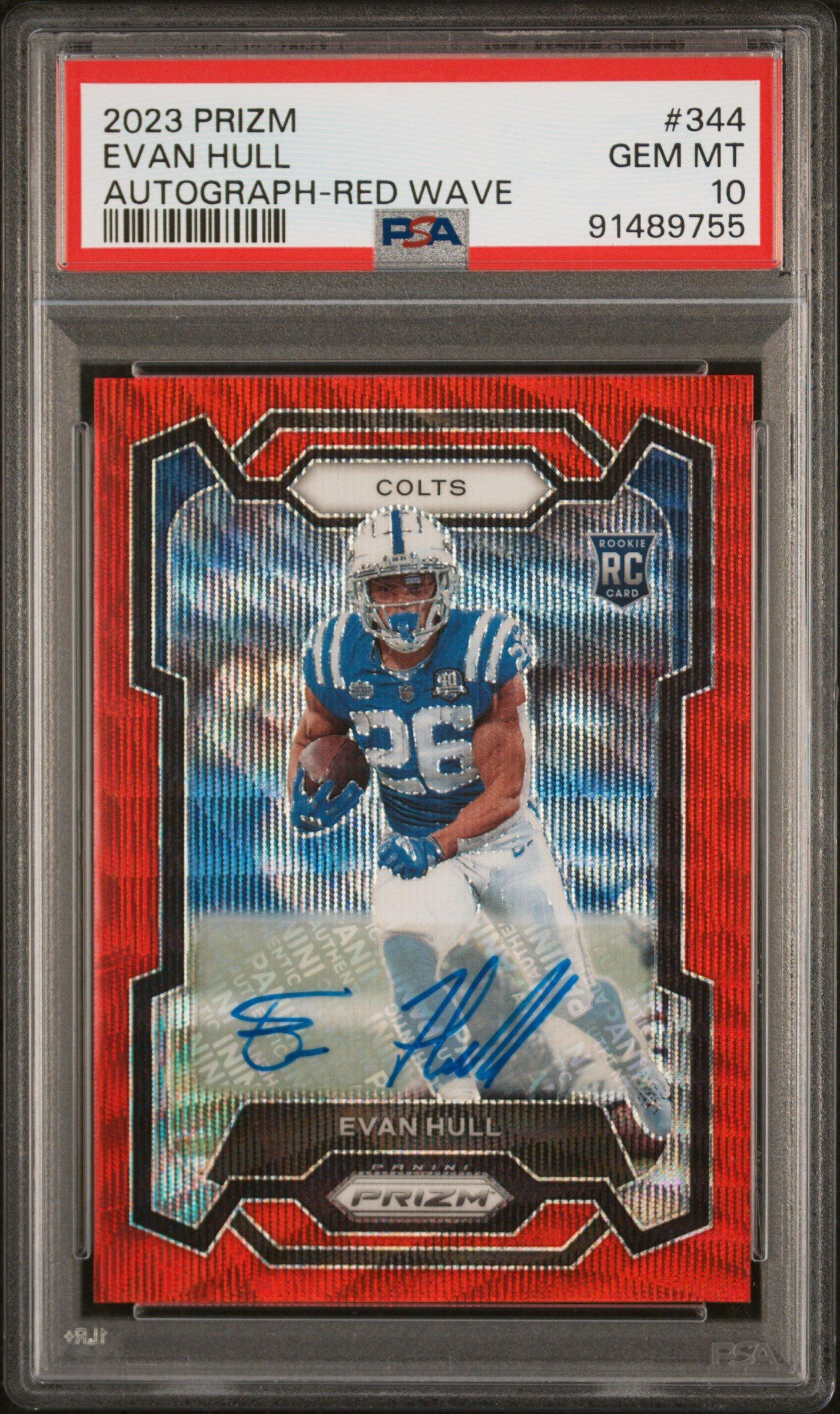 2023 Panini Prizm 344 Evan Hull Autograph-red Wave PSA 10