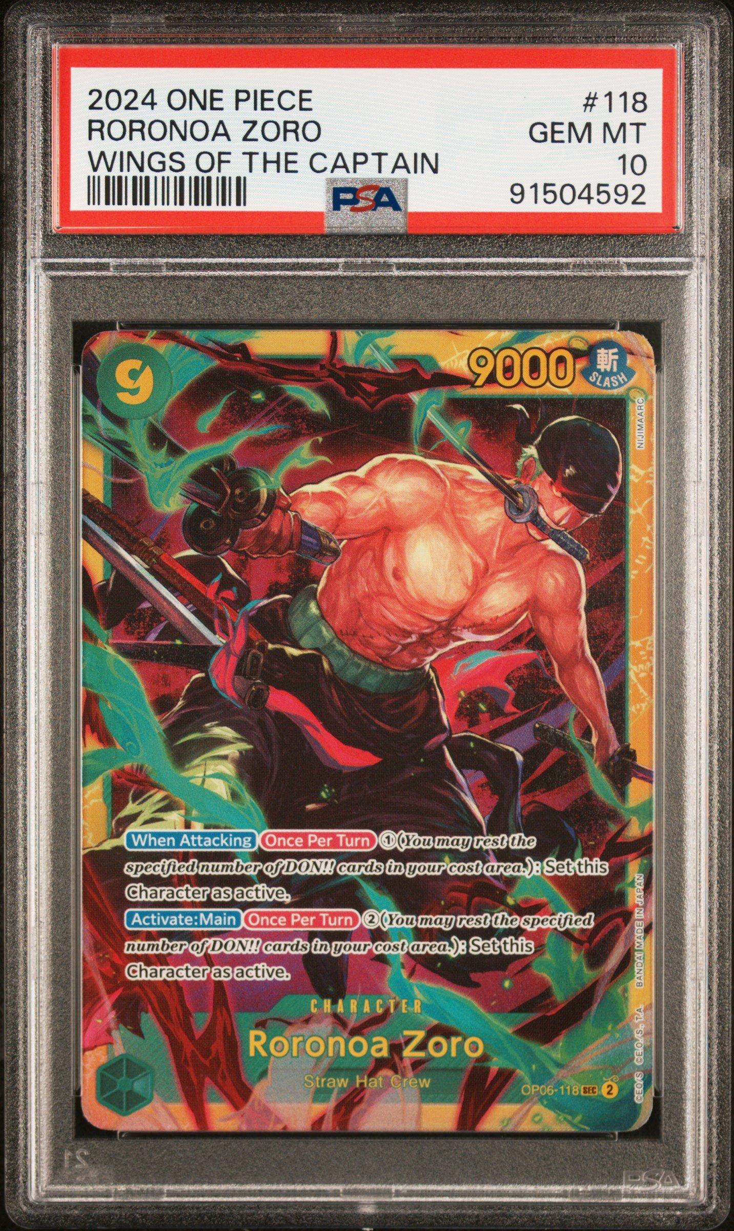 2024 One Piece Op06-wings Of The Captain 118 Roronoa Zoro PSA 10