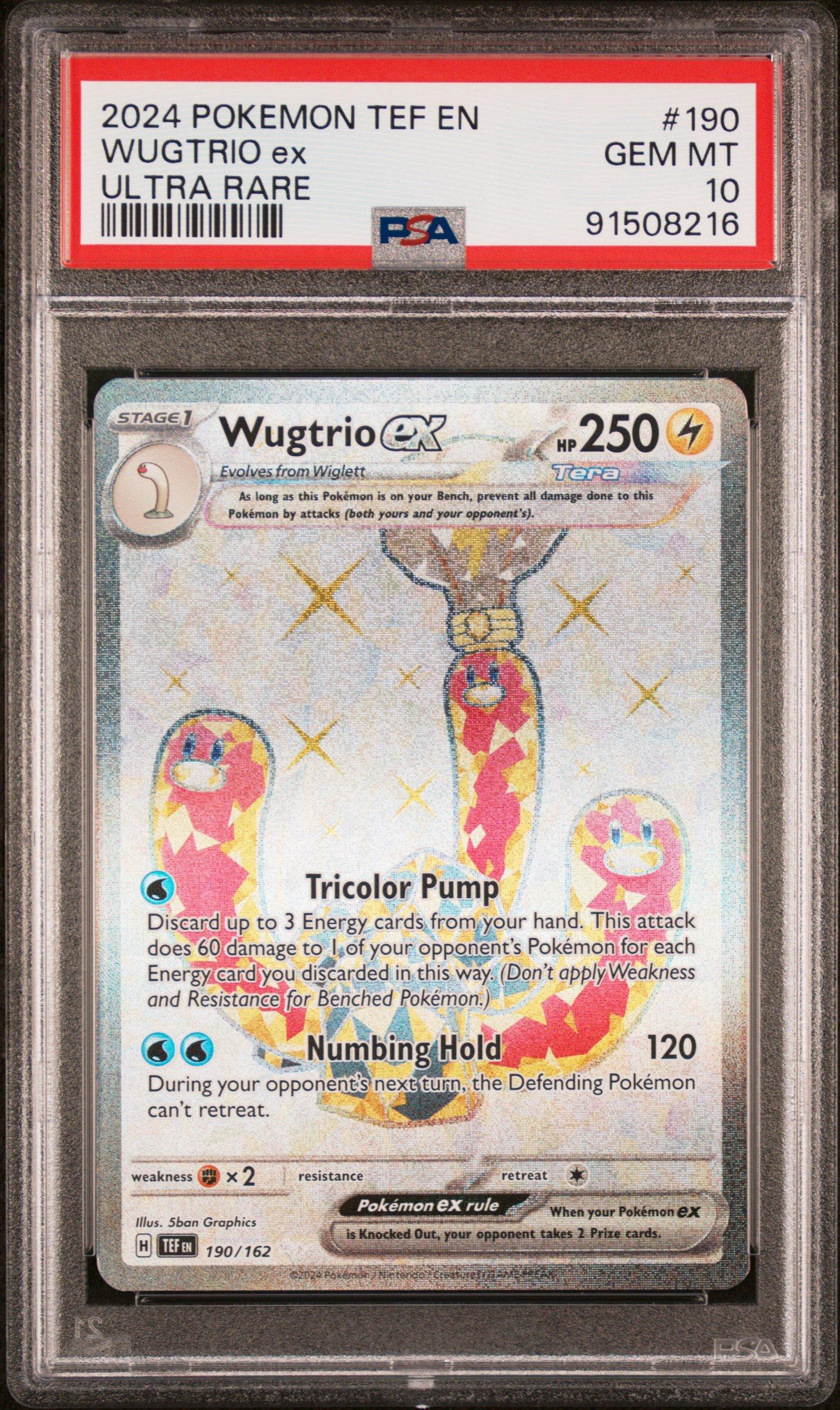 2024 Pokemon Tef En-temporal Forces 190 Wugtrio Ex Ultra Rare PSA 10