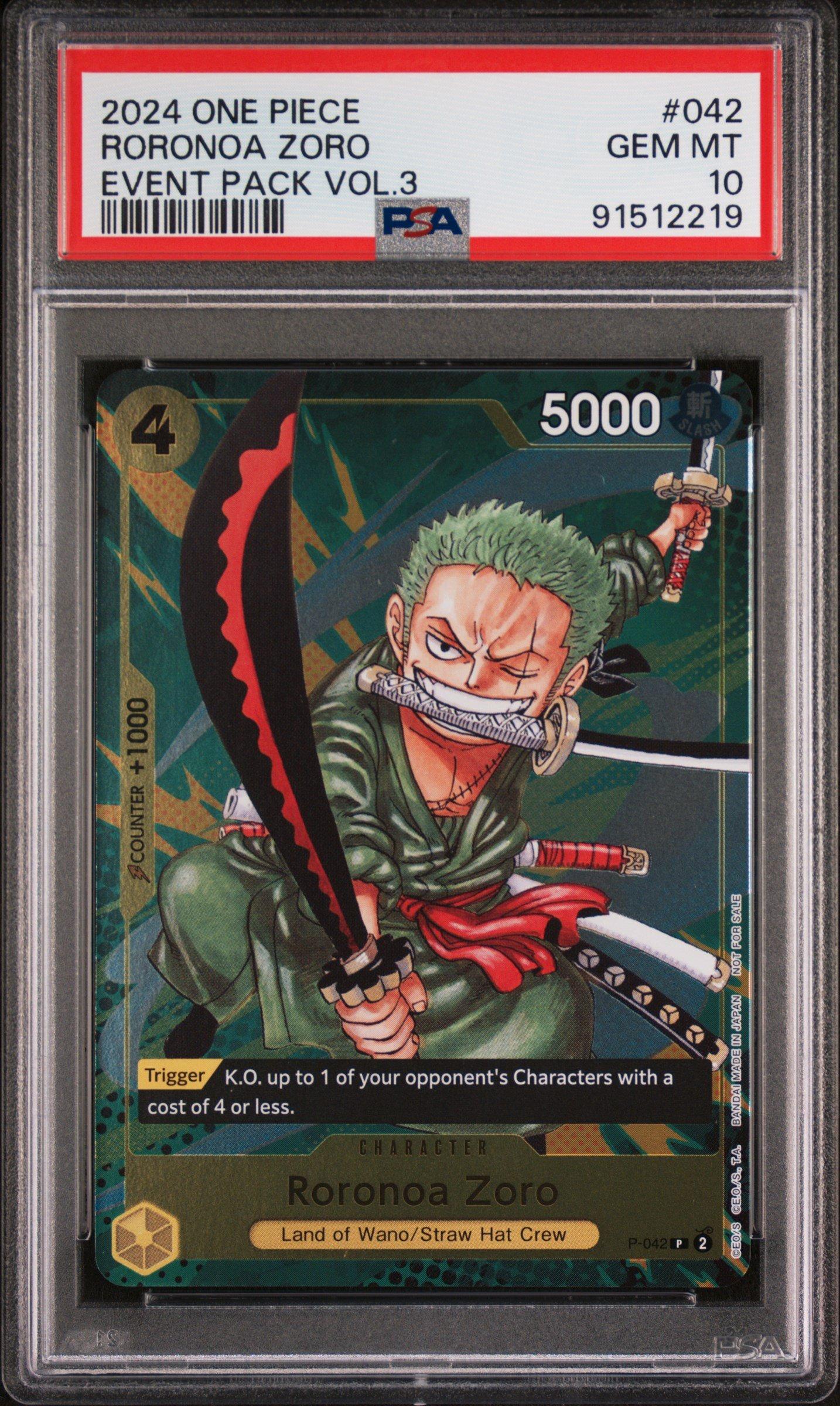 2024 One Piece Event Pack Vol.3 042 Roronoa Zoro PSA 10 Graded