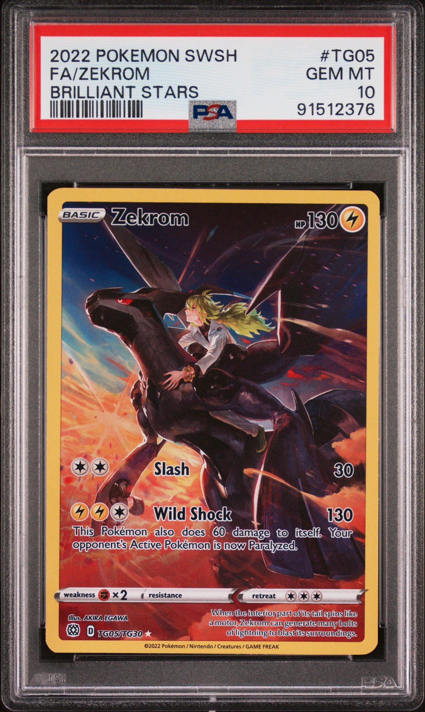 2022 Pokemon Sword & Shield Brilliant Stars Tg05 Fa/zekrom PSA 10